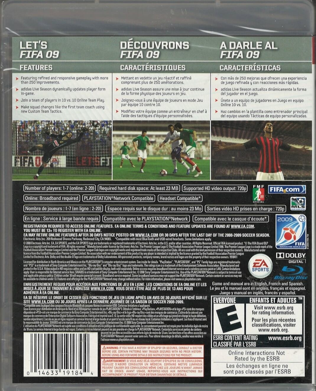 FIFA Soccer 2009 PS3 (Brand New Factory Sealed US Version) Playstation 3