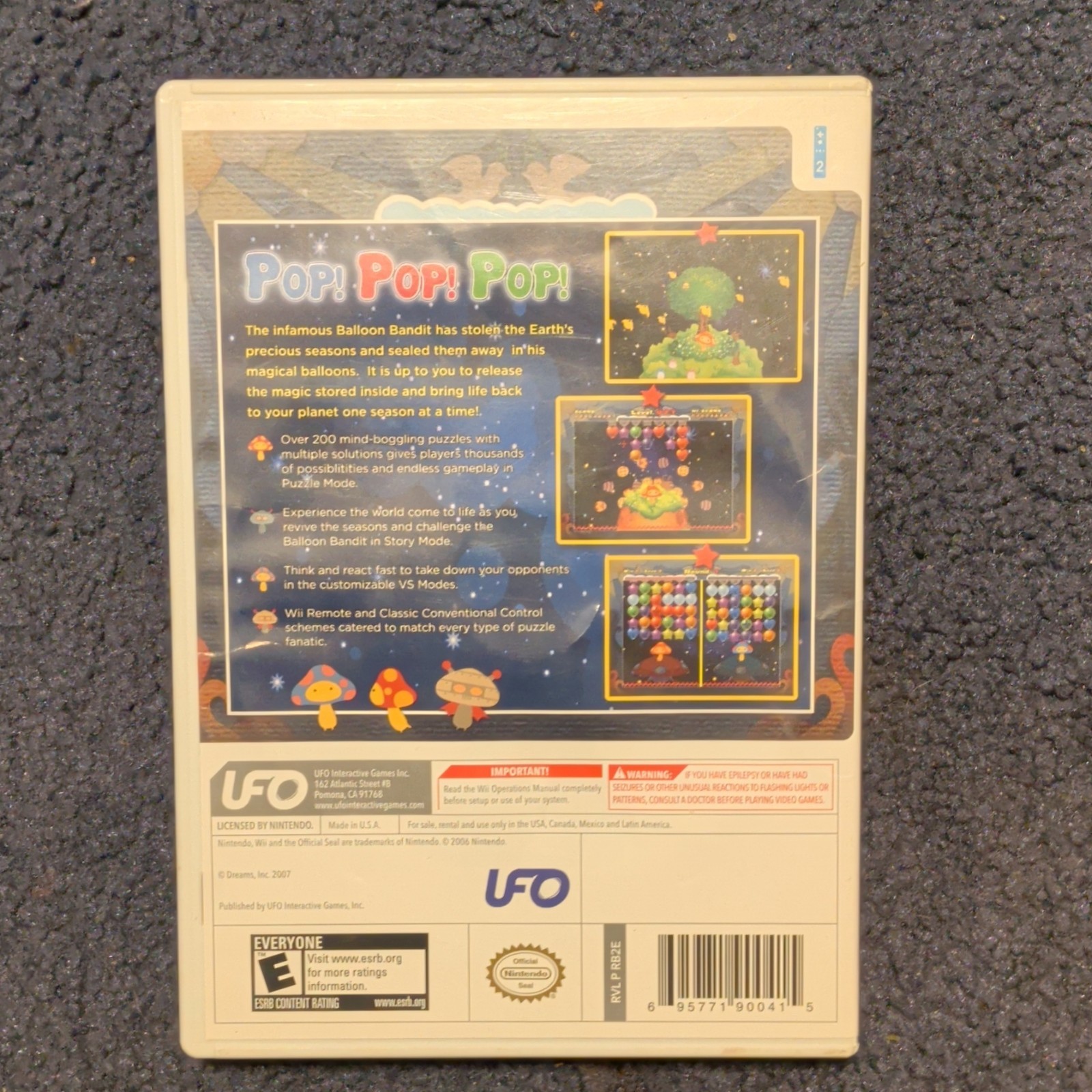 UFO Interactive Games Balloon Pop Nintendo Wii Puzzle Multiplayer NTSC