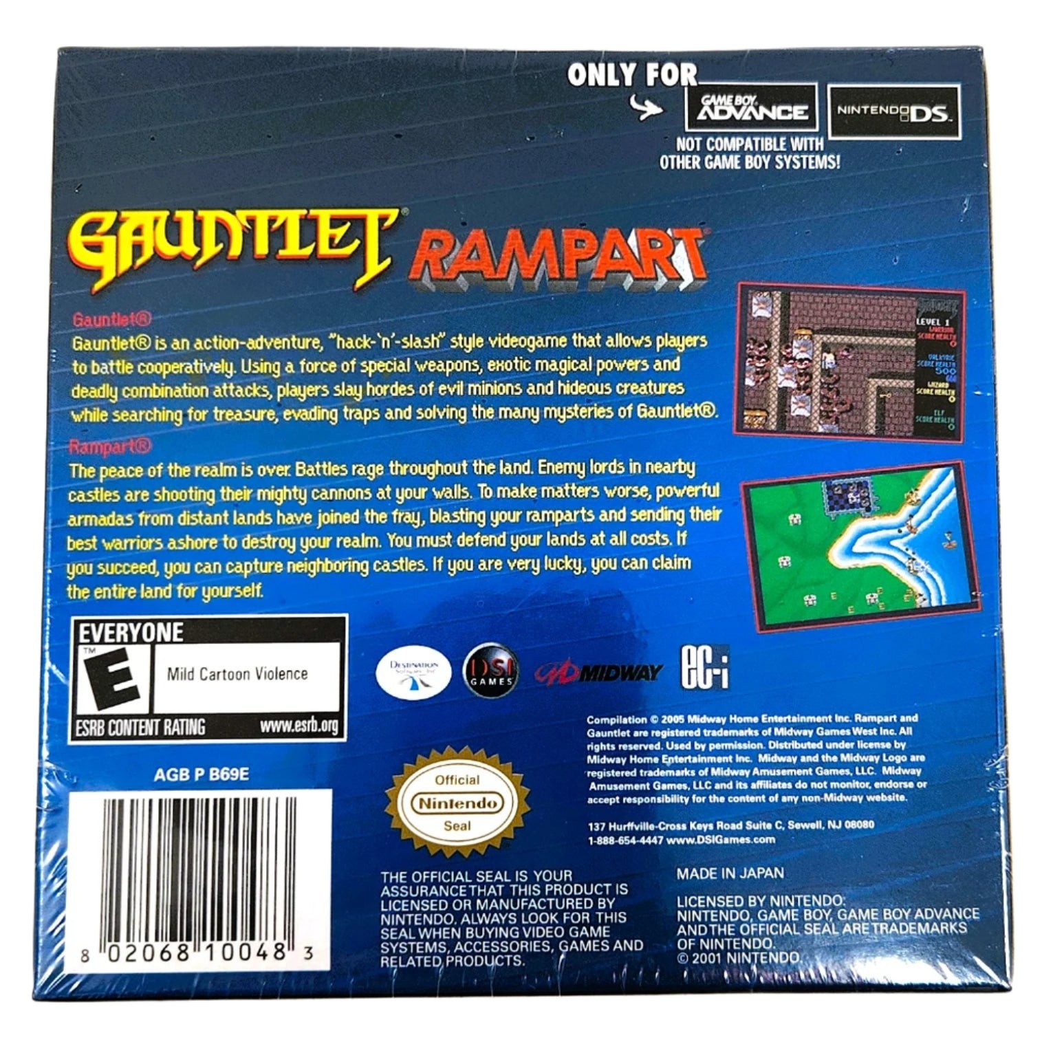Gauntlet & Rampart 2 Games-in-1 Game Boy Advance GBA (Brand New, Factory Sealed)