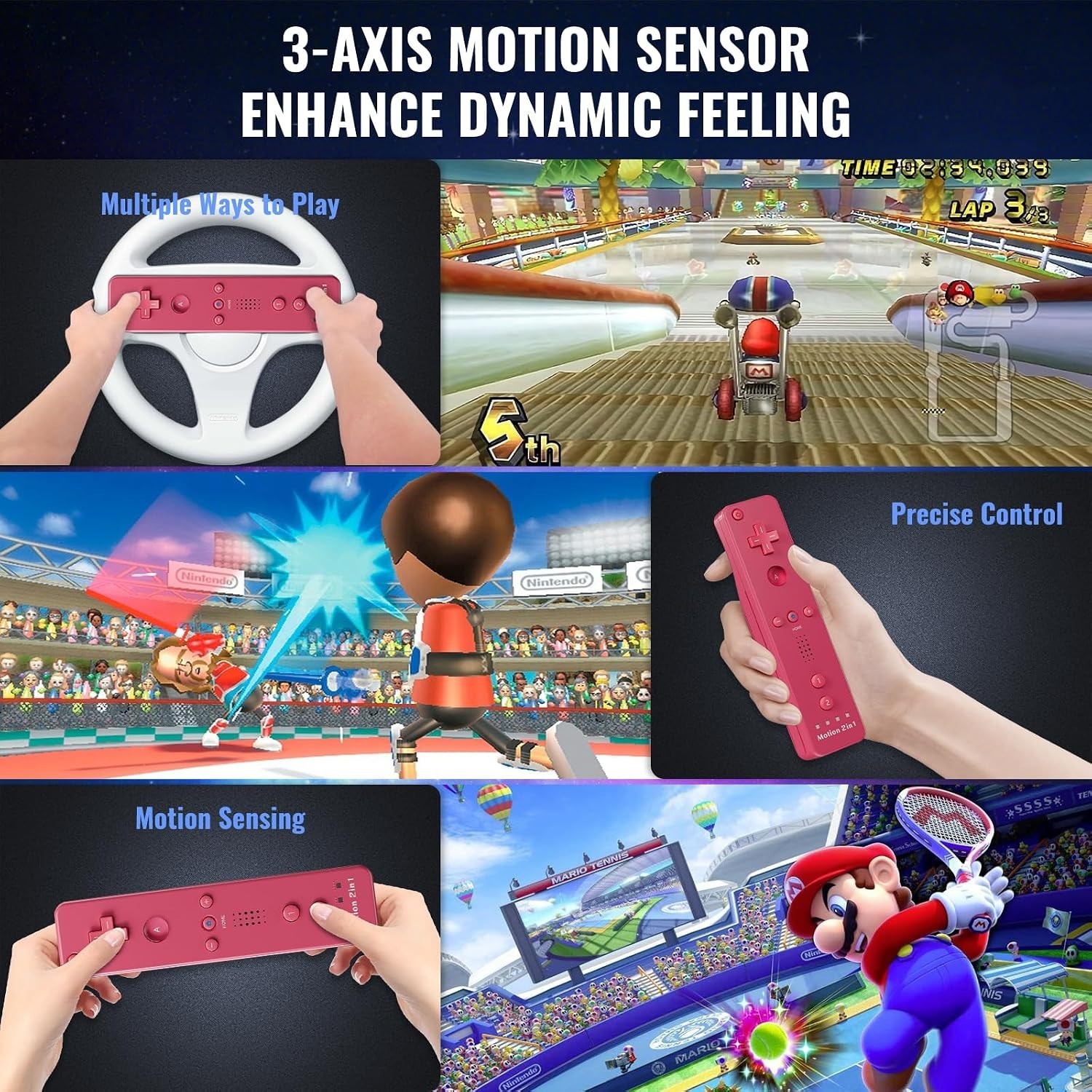 4 Player Multi-Color Wii Controller Pack