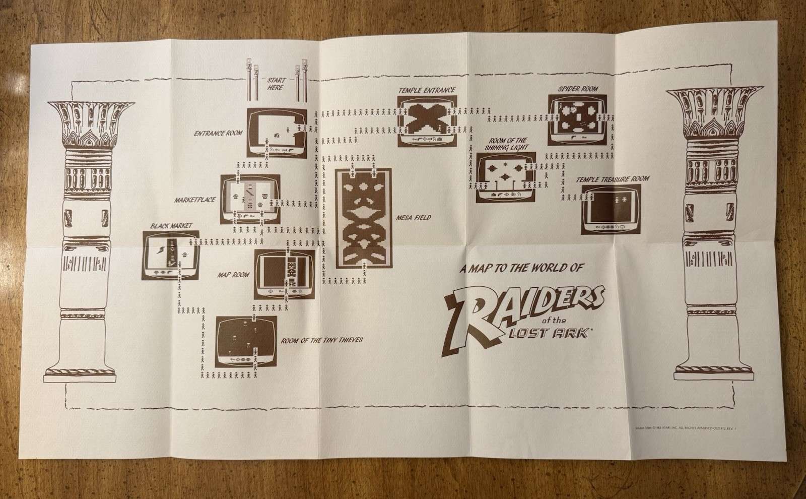 VINTAGE 1983 A Map To The World Of Raiders Of The Lost Ark Solution Sheet Atari