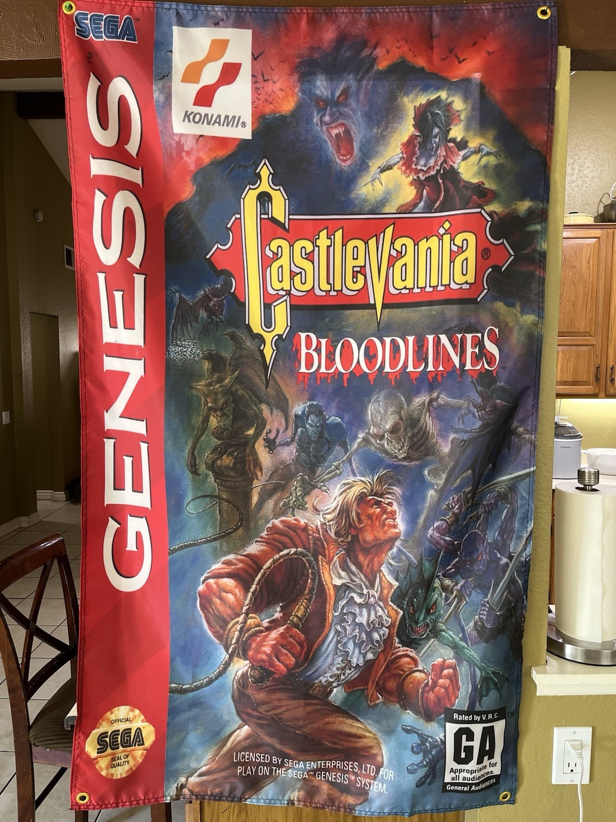 Castlevania Bloodlines 5ft Flag Sega Genesis 1994 Banner Poster Konami