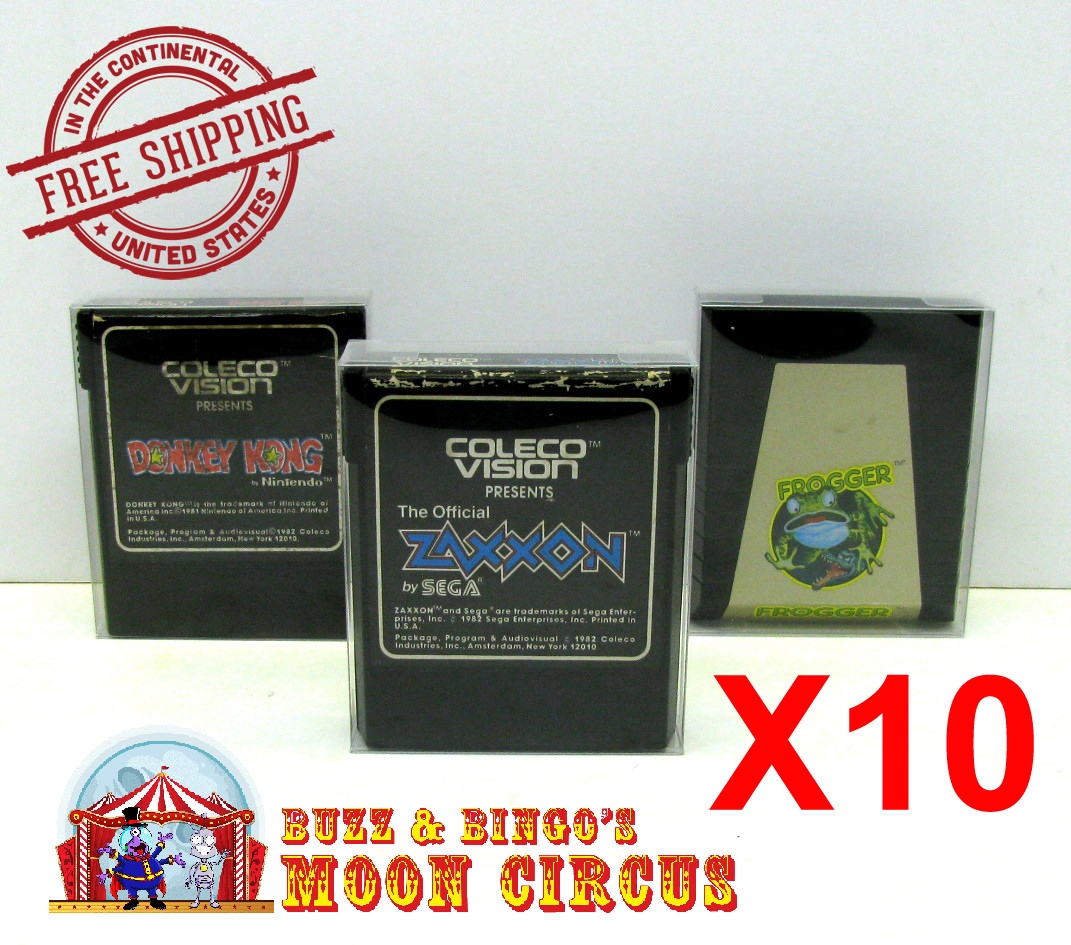 10x COLECOVISION GAME CARTRIDGE – CLEAR PLASTIC PROTECTIVE BOX PROTECTOR SLEEVE