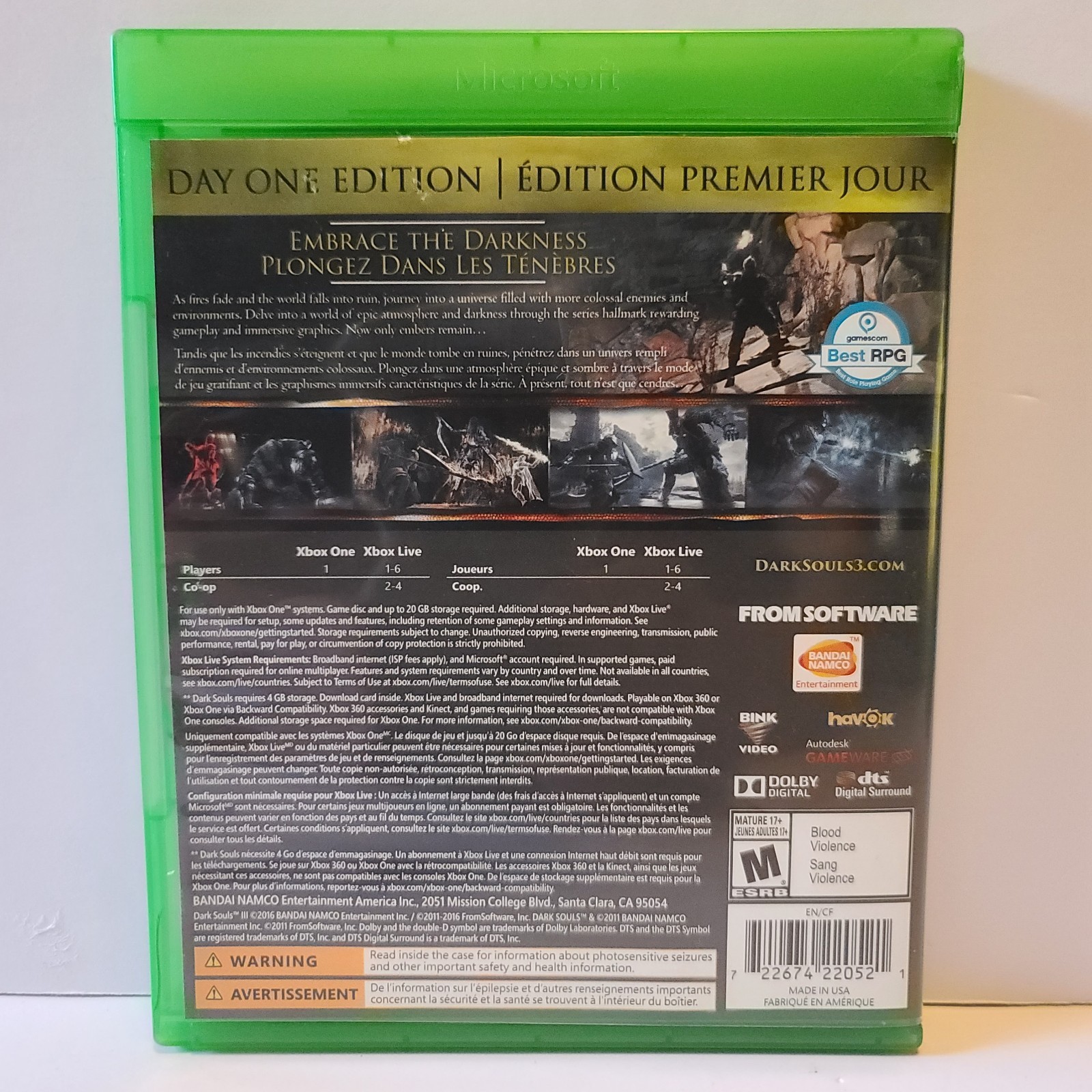 Dark Souls 3 – Xbox One Action Role-playing Soulslike Game