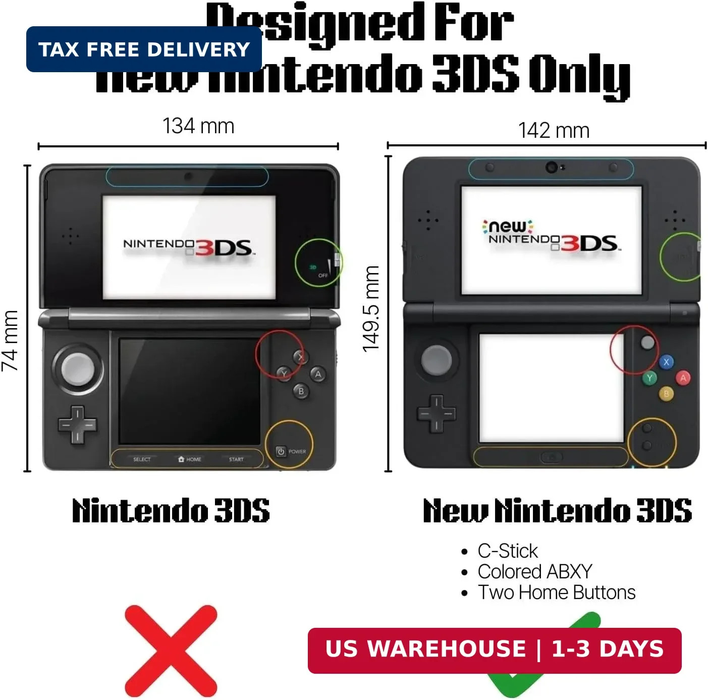 TNP New 3DS Case – Ultra Clear Crystal Transparent Hard Shell Protective Case Co
