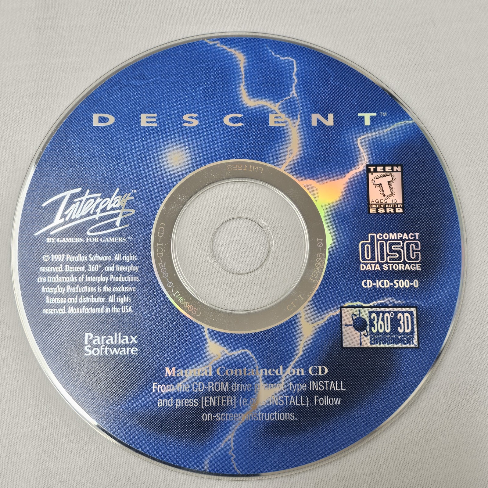 Descent PC DOS CD-ROM Game 1997 Interplay Parallax w Manual Untested