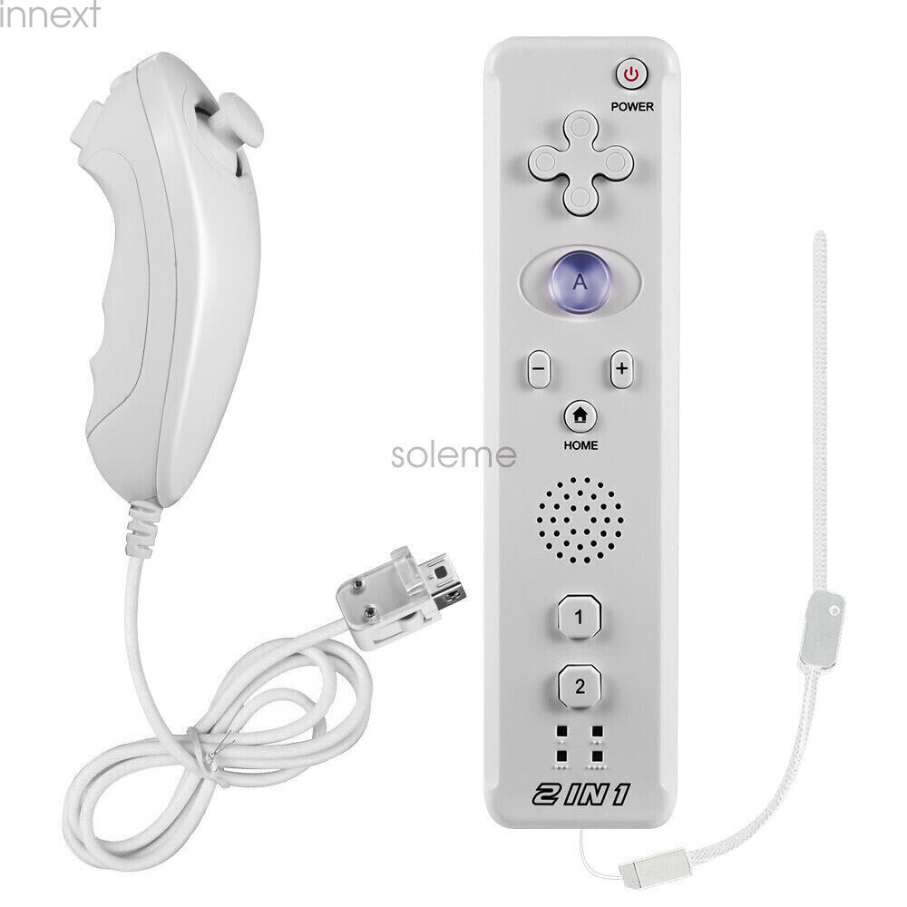 2 in 1 Motion Plus Remote Controller + Nunchuck Set for Wii & Wii U Video Game