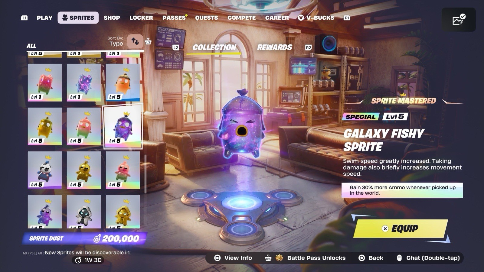Fortnite Sprites All LVL 5 Normal, Gold, Gummy, Galaxy Sprites ALL MASTERED