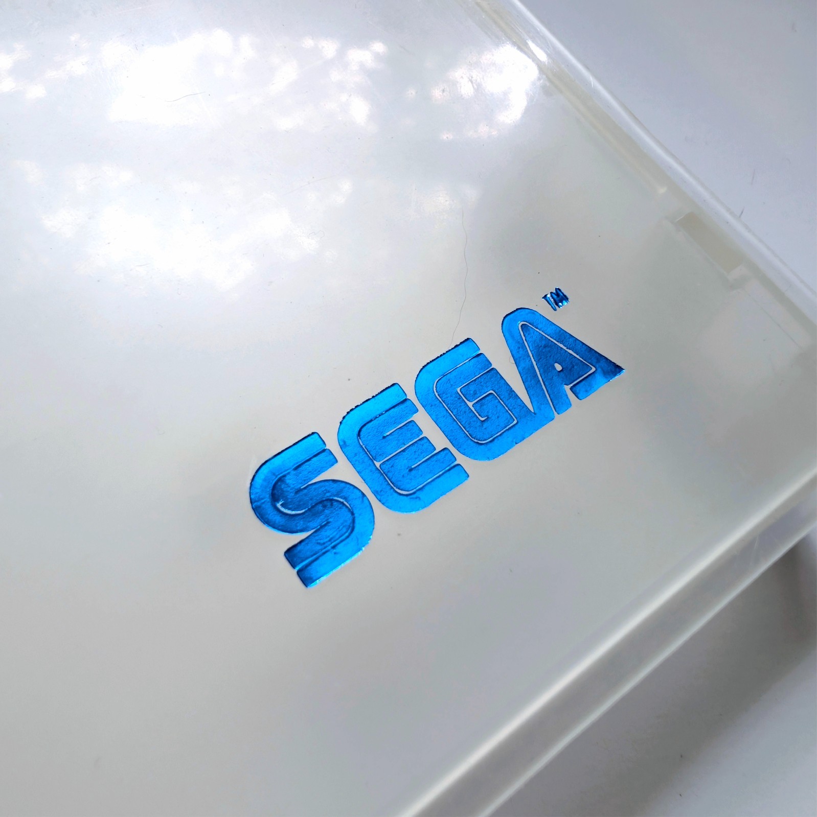 Rare, Vintage VTG Sega Genesis Original Clear Clamshell Case with Blue Holo Logo