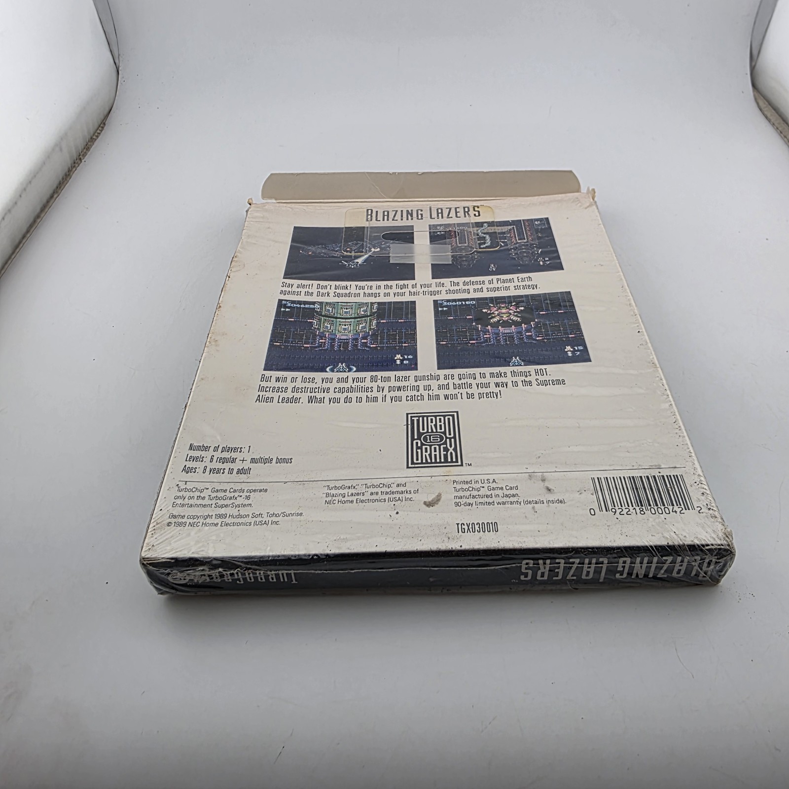 Blazing Lazers (TurboGrafx-16, 1989) – Box Only – Shrink Wrap – Rare