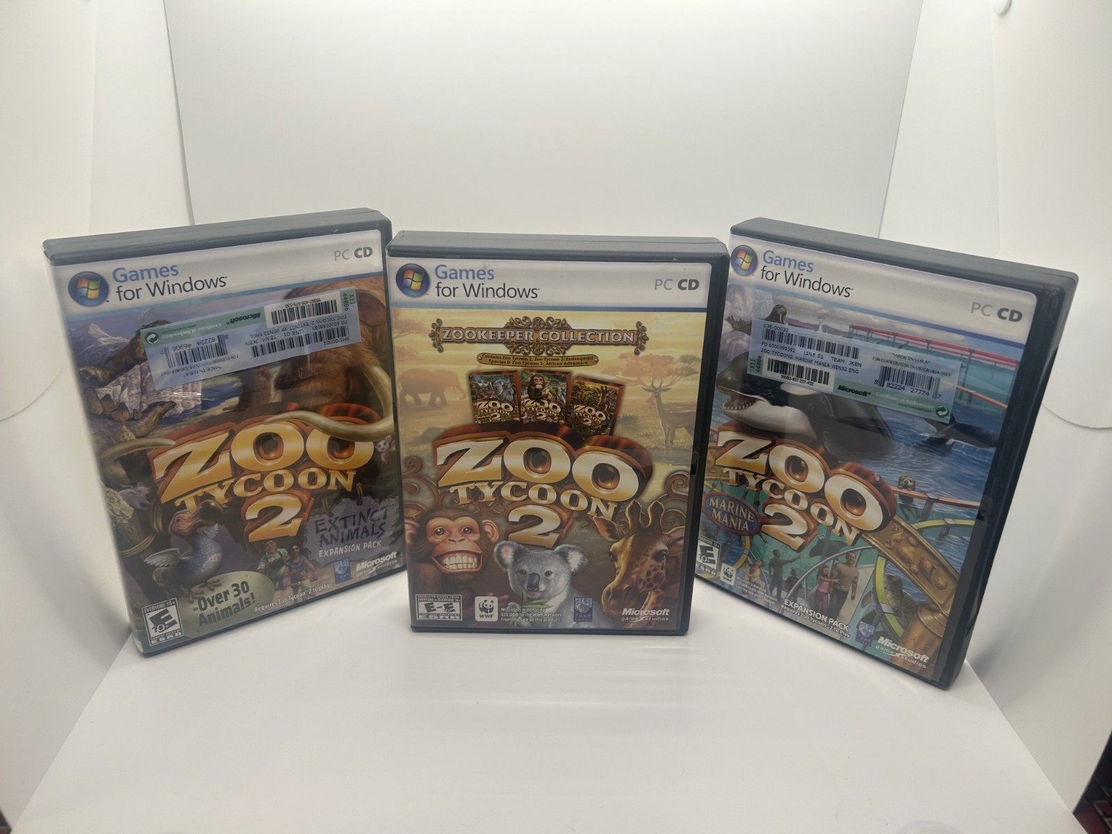 3 PC Games – Zoo Tycoon 2 Zookeeper Collection – Marine Mania – Extinct Animals