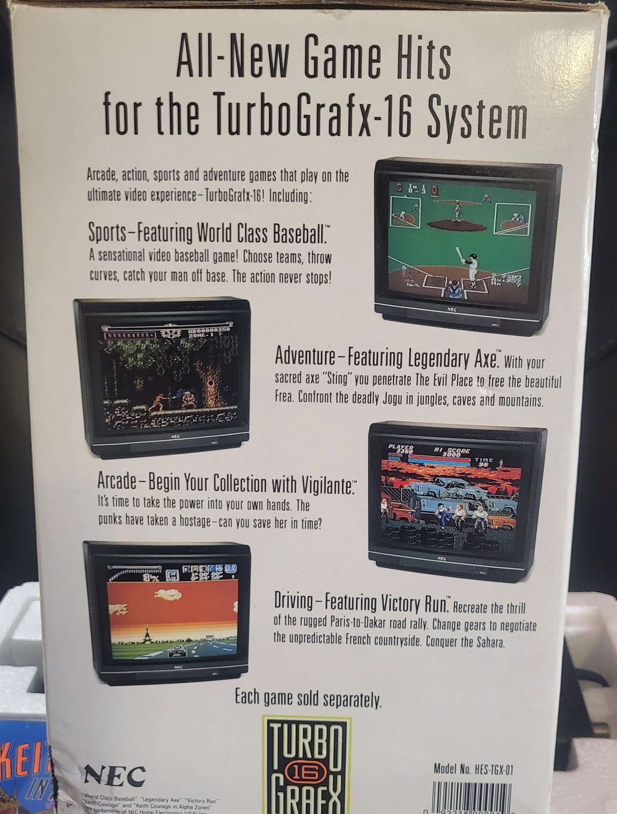 NEC TurboGrafx-16 Console Box Keith Courage Alien Crush