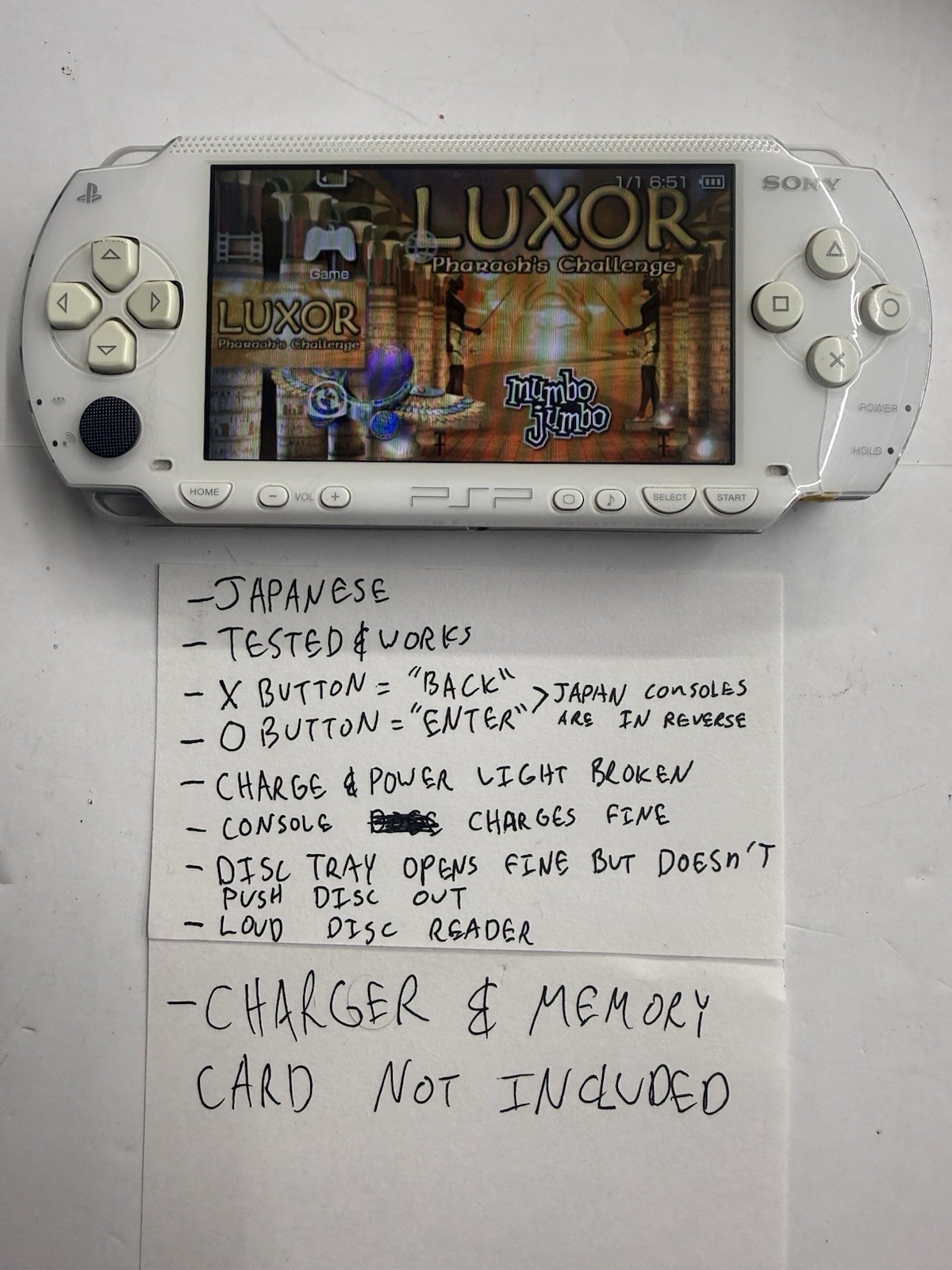 PSP – Sony PSP 1000 Ceramic White Console Tested W/ Minor Issues #7 Japanese
