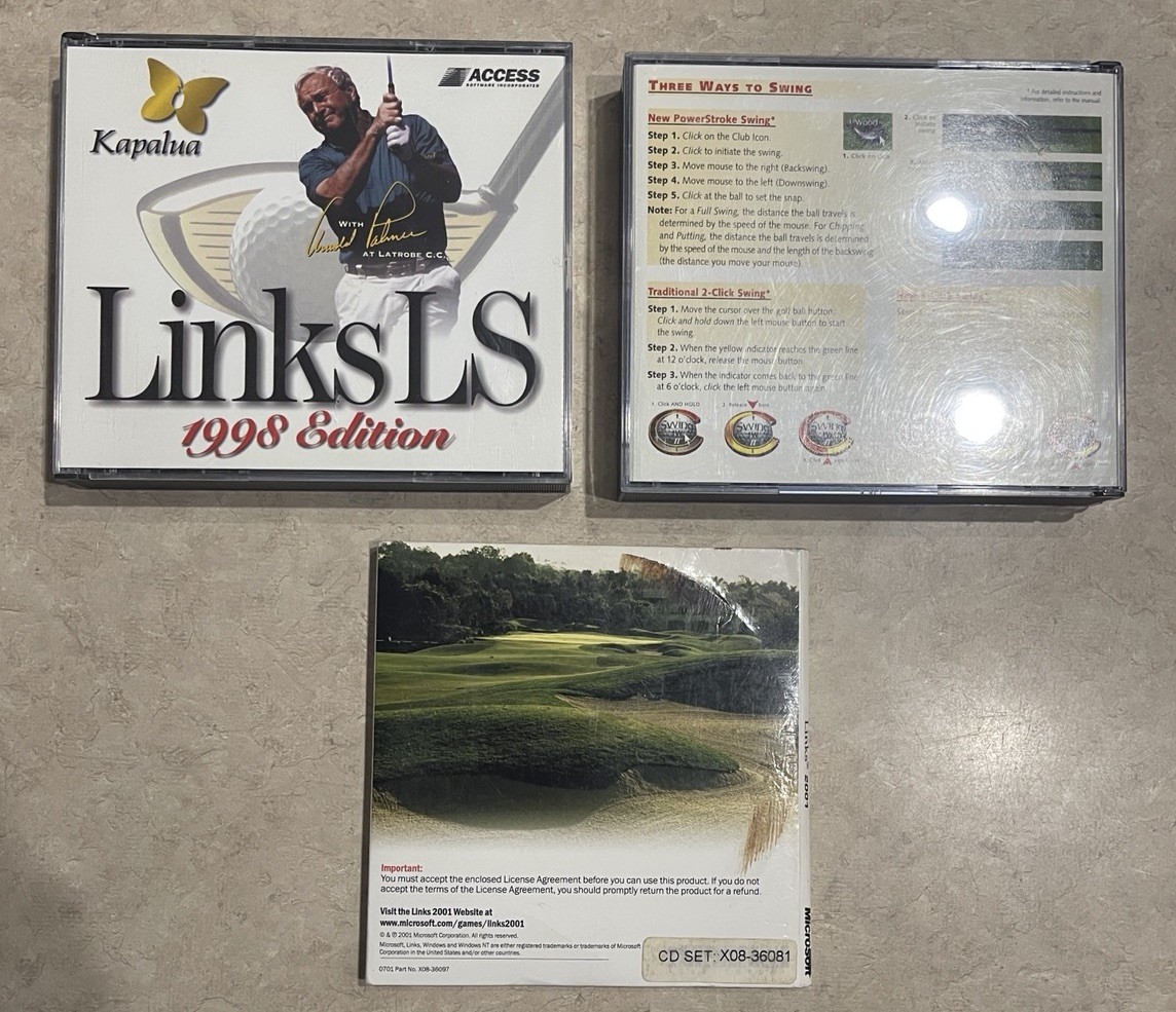 Links LS 1998, 1999, 2001 PC Golf Game Multiple Discs Tested Access Software