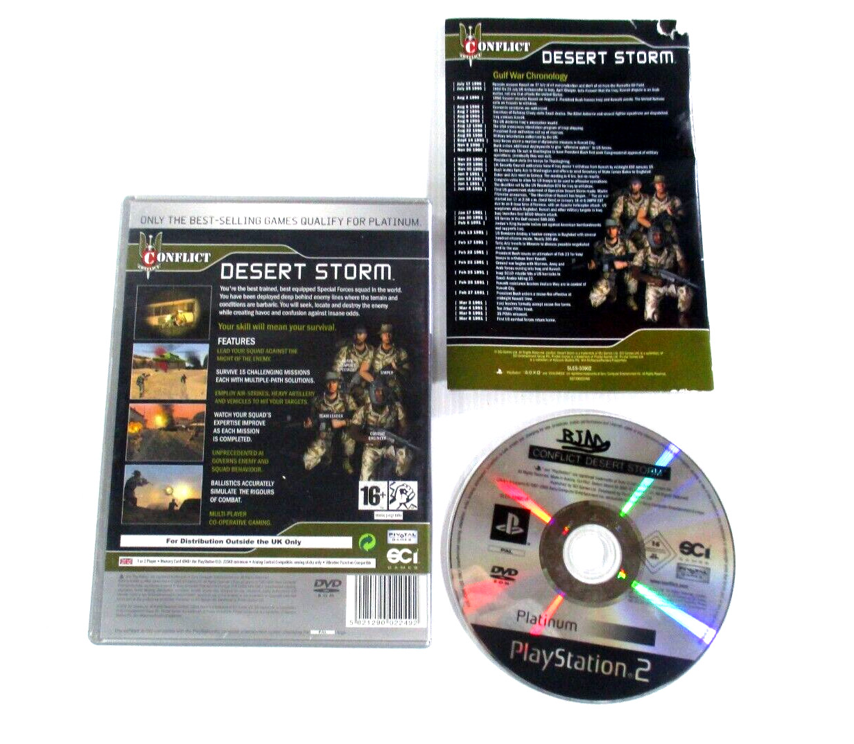 Conflict Desert Storm Platinum PS2 Game MA15+ PAL R4 2002 SCI Game Manual Tested