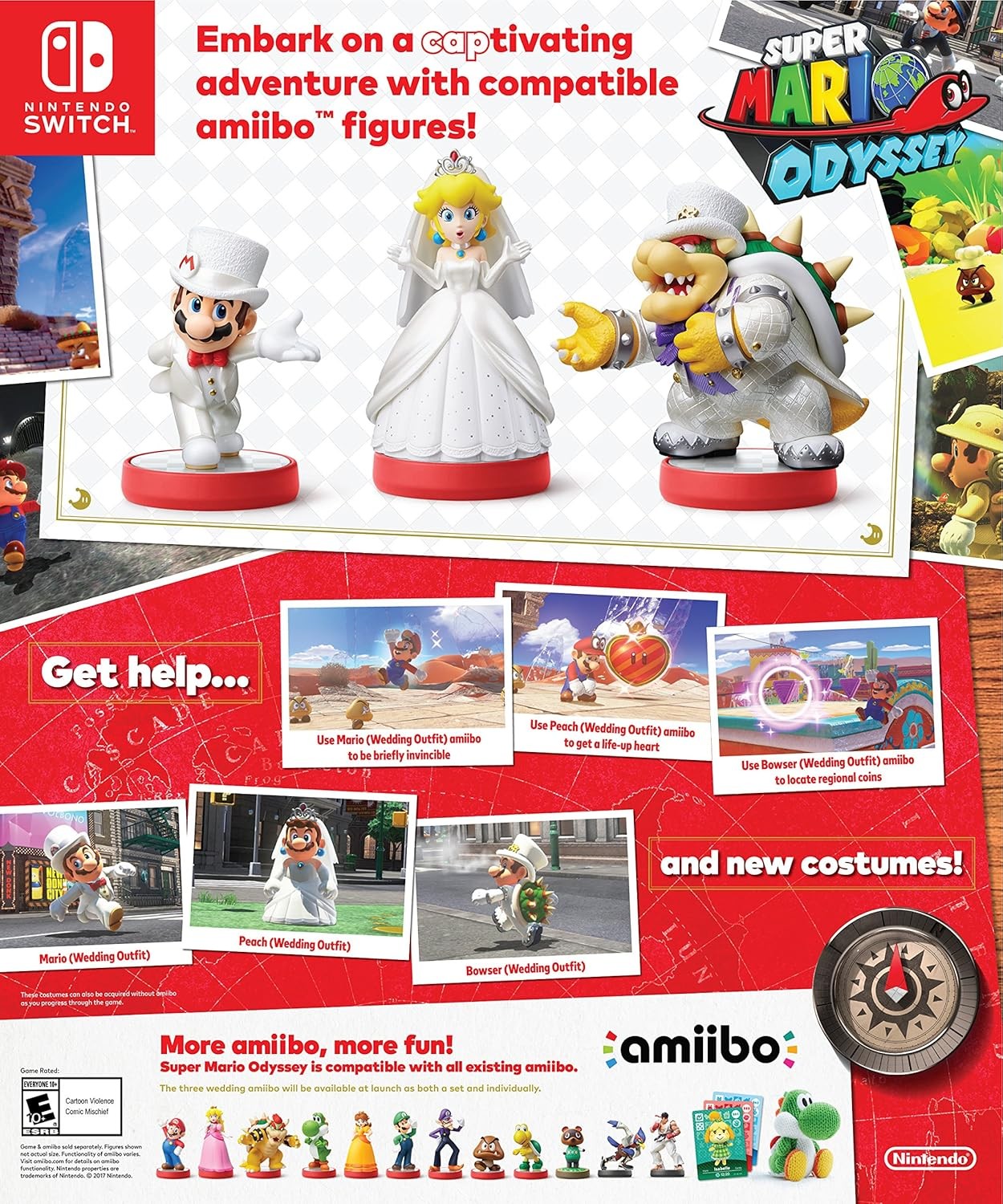 Mario & Peach & Bowser Amiibo Wedding Outfit Triple Pack – Super Mario Odyssey S