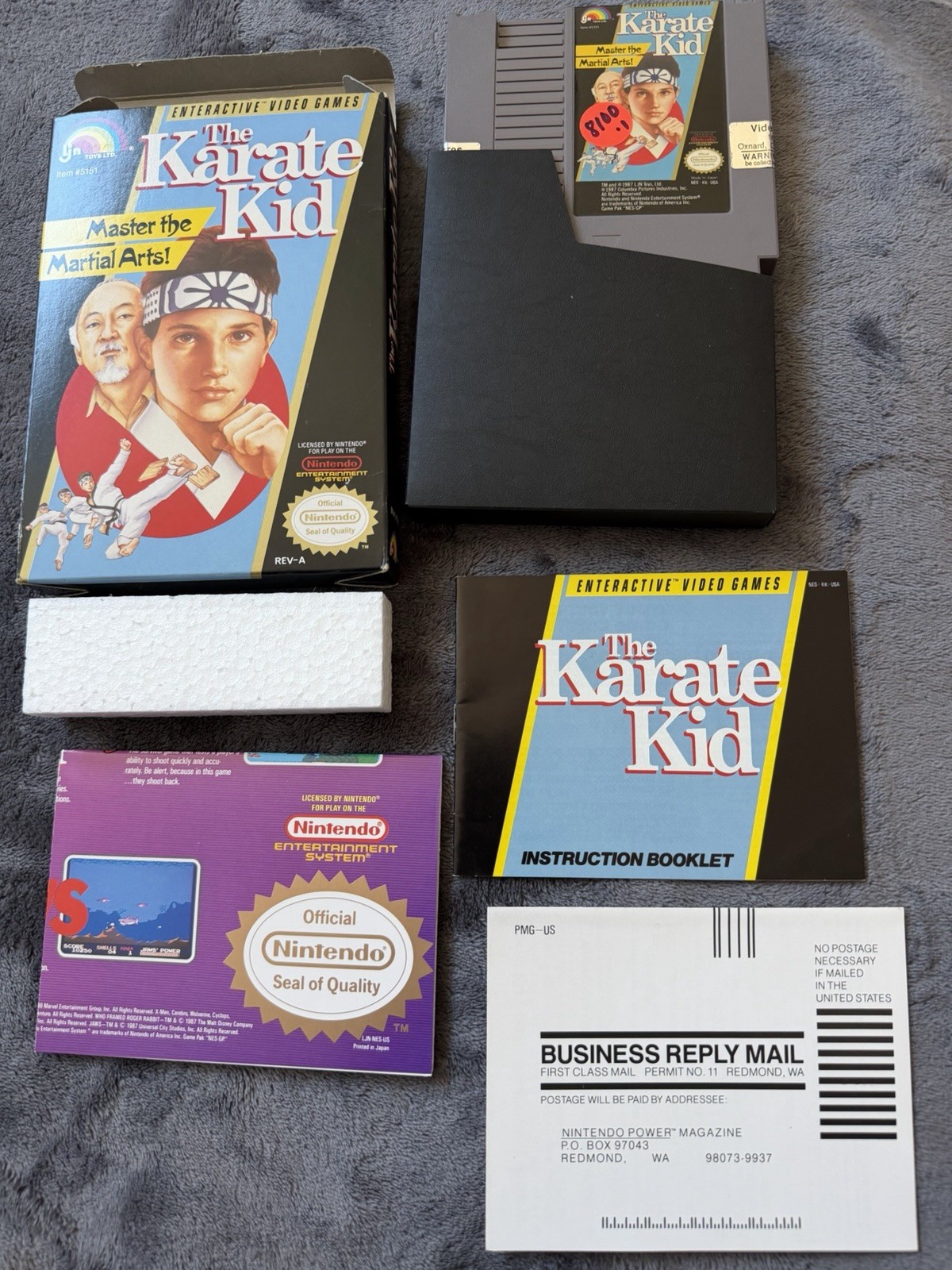The Karate Kid video game for Nintendo NES (1987 CIB)+ Inserts Manual/RARE