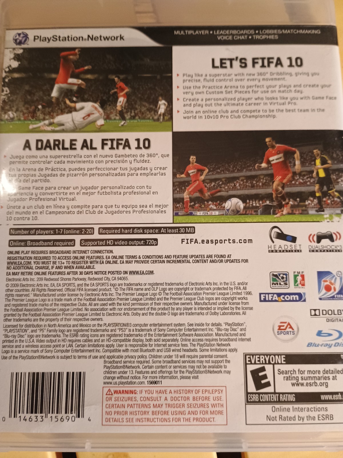 EA SPORTS FIFA Soccer 10 Sony PlayStation 3 PS3 2009 Soccer Sports E NTSC-U/C