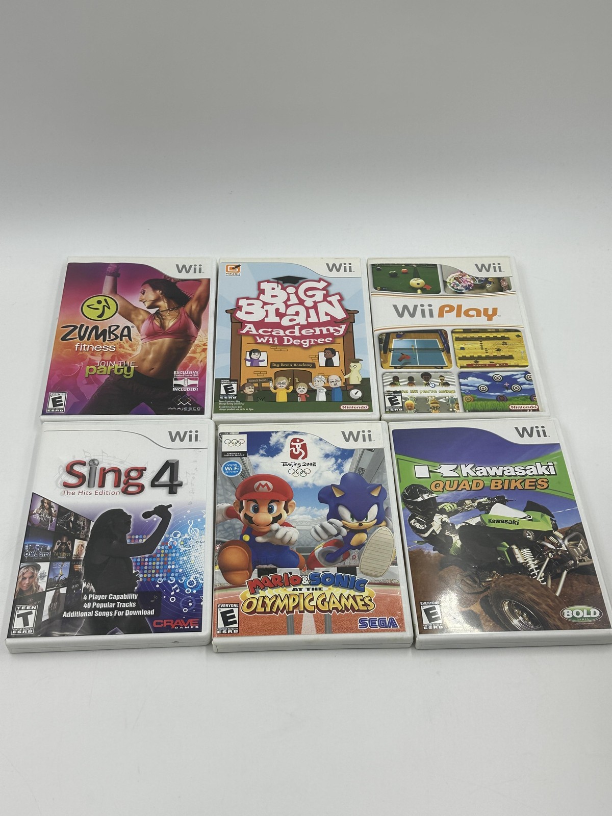 Nintendo Wii RVL-001 Console Bundle 6 Games Remote Nunchuk Sensor Bar Tested