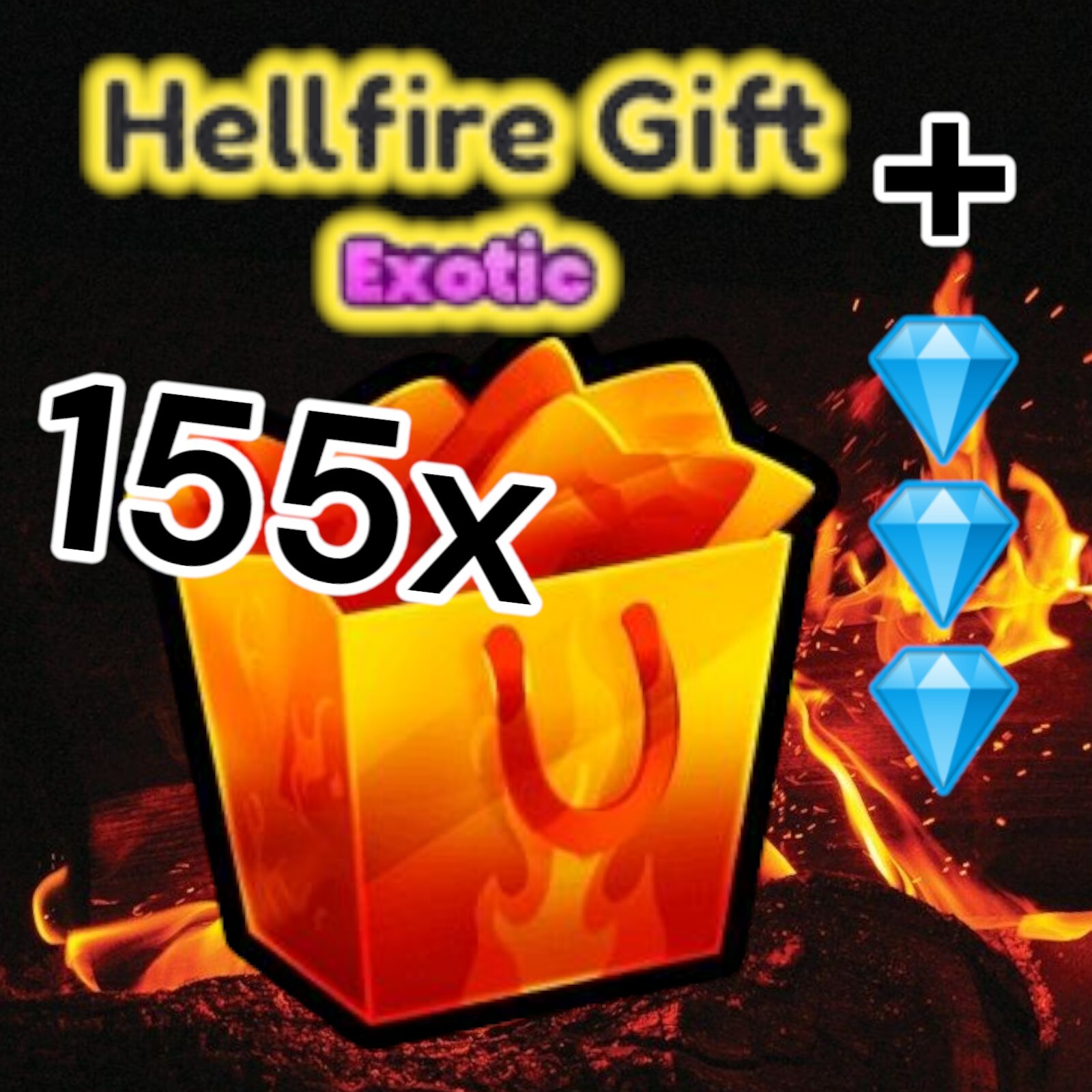 PS99. 155x Hellfire Gifts + 3 Million Diamonds. Pet Simulator 99. Same Day
