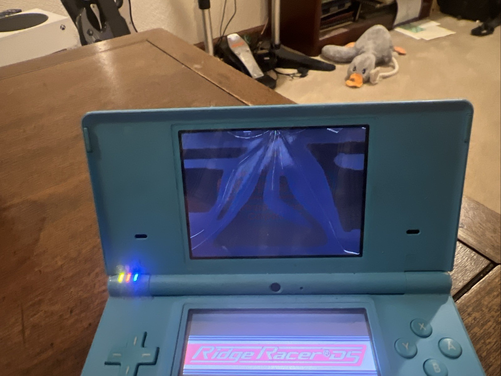 Nintendo DS Launch Edition Turquoise Blue Handheld System Broken Screen