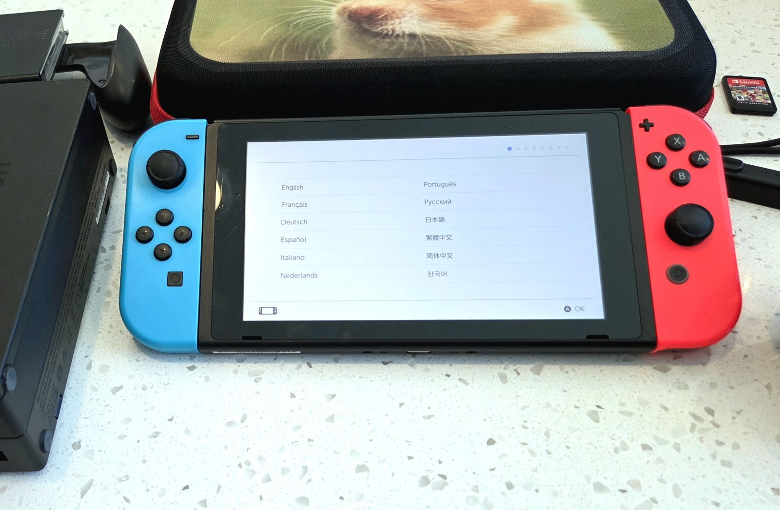 Nintendo Switch Console Neon Blue/Red Bundle – Mario Kart Case & Accessories
