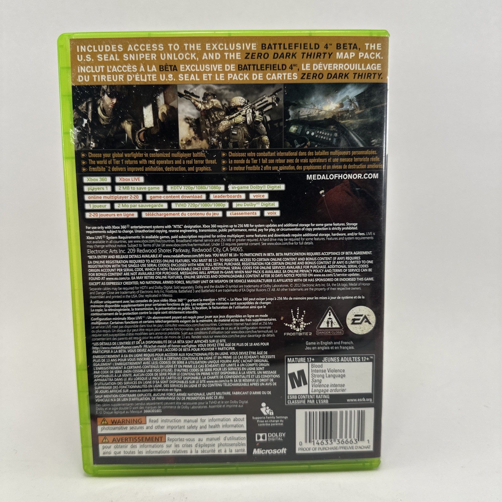 Medal of Honor: Warfighter Limited Edition 2 Disc (Microsoft Xbox 360, 2012)