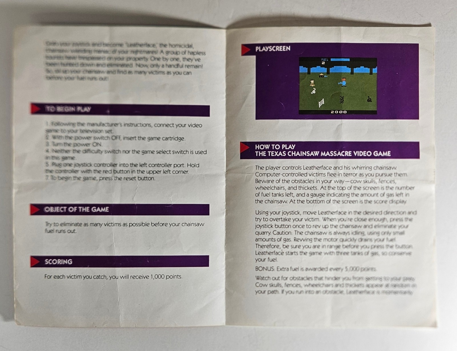 Atari 2600 The Texas Chainsaw Massacre w/ Manual – 1983 Atari – Tested and Works