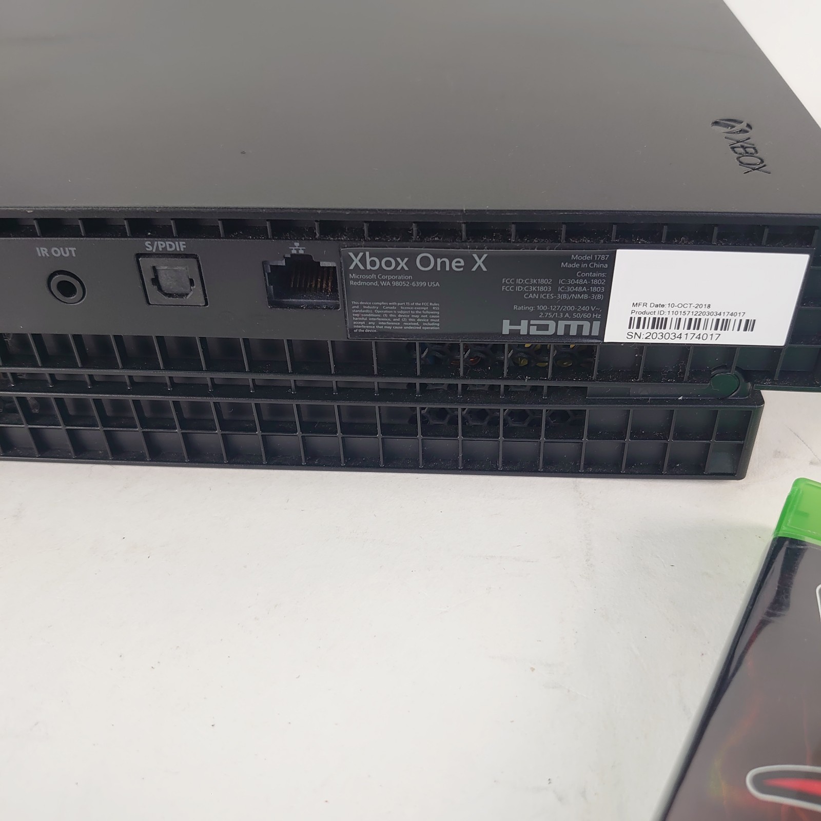 Microsoft Xbox One X 1TB Console Gaming System Black 1787 W/ Controller 1 Game
