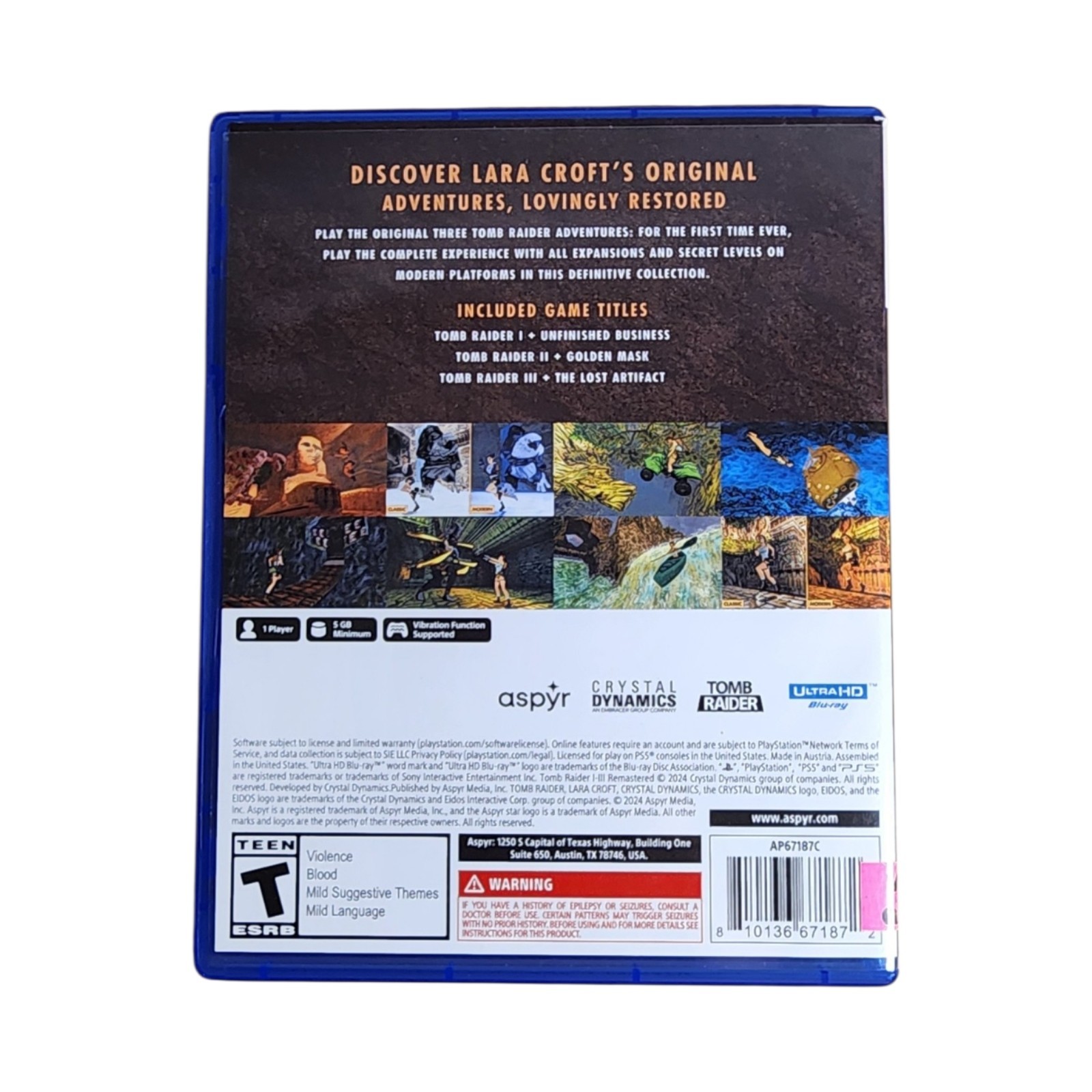 Tomb Raider I II III Remastered Sony PlayStation Video Game Used PS5 Free Ship
