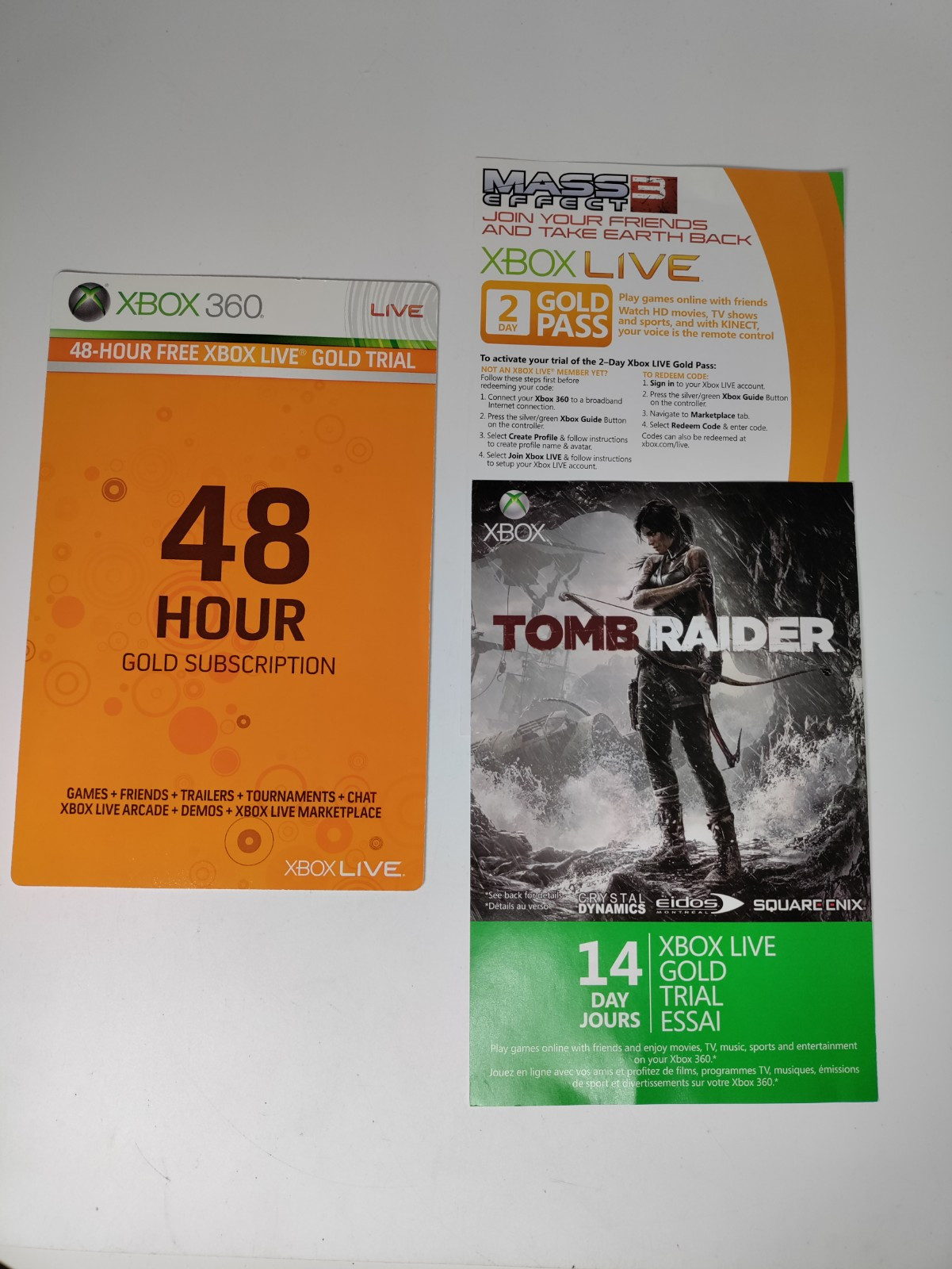 XBOX 360 Live Gold Trial Inserts – 14 days – 48 hrs – 2 days)