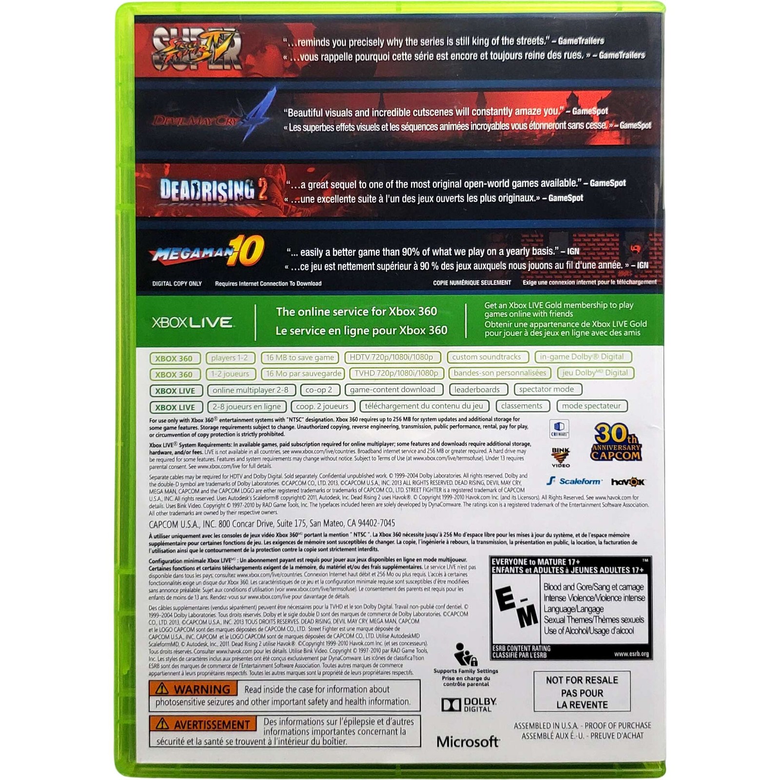 (Megaman 10 Code Not Included) Capcom Essentials – Microsoft Xbox 360