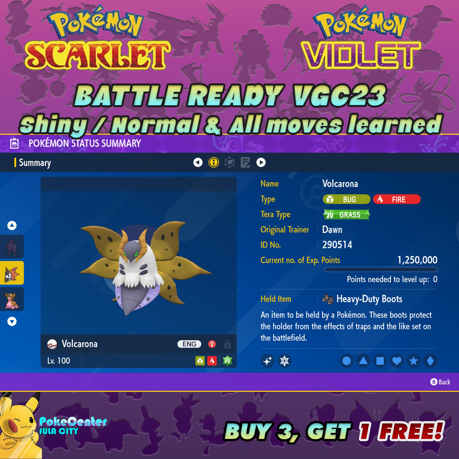 VOLCARONA ⚡ POKEMON SCARLET VIOLET ⚡ SHINY/NORMAL ⚡ 6IV BATTLE READY VGC 23 ⚡