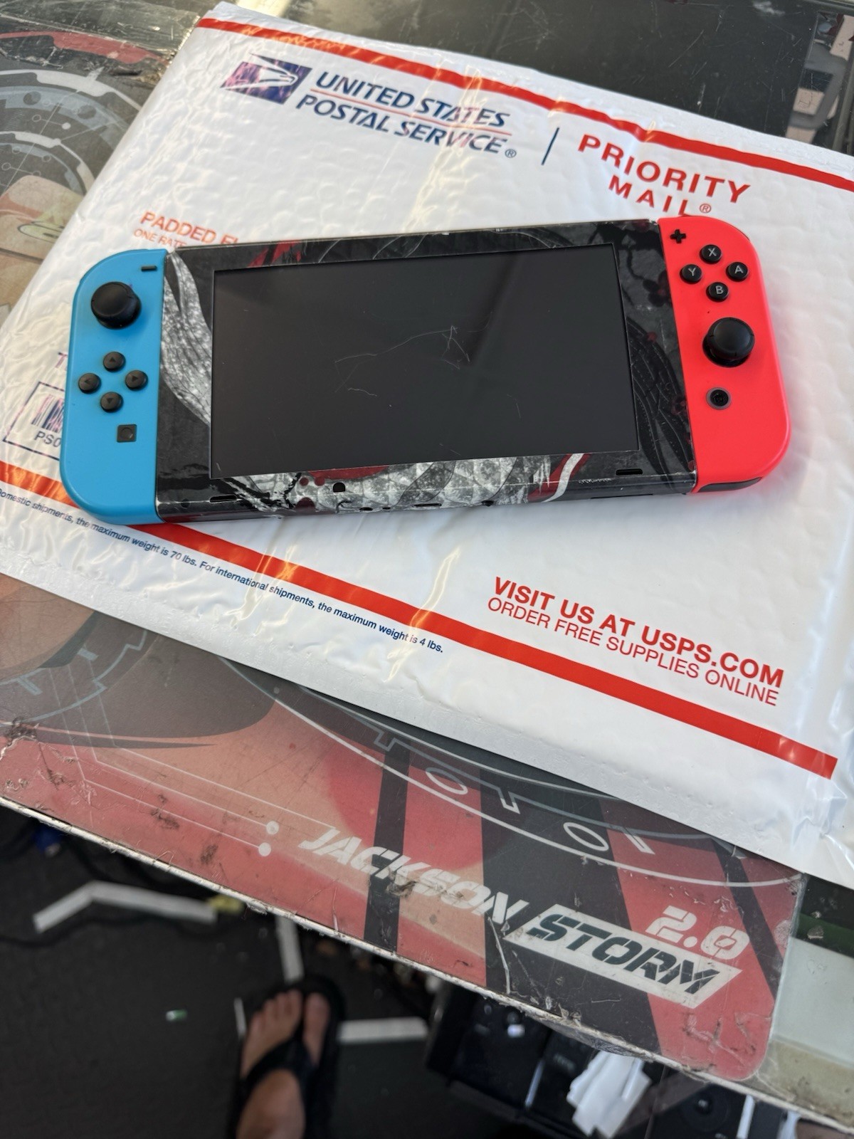 Nintendo Switch HAC-001 Neon Blue Red Console w/ 64GB microSD Card Tested Works