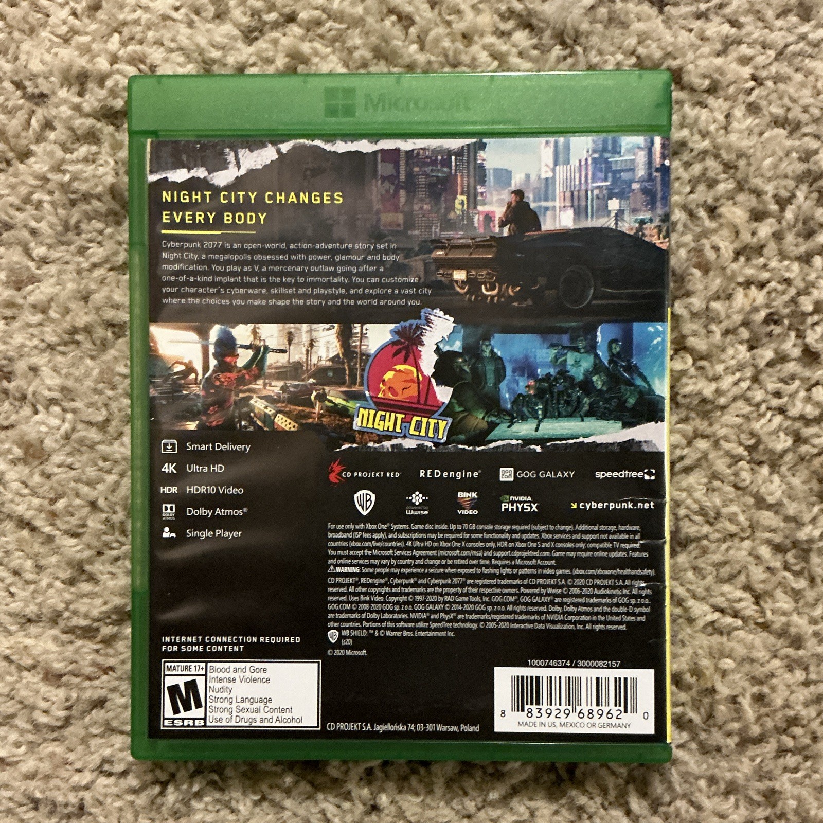 Warner Bros. Cyberpunk 2077 Xbox One 2 Discs M NTSC-U/C 2020 w/ Case