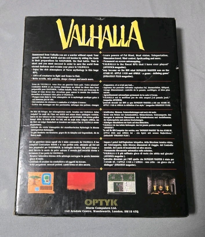 Rare Valhalla Big Box PC 3.5″ Floppy Disks 1992 Optyk Retro RPG Complete HTF OOP