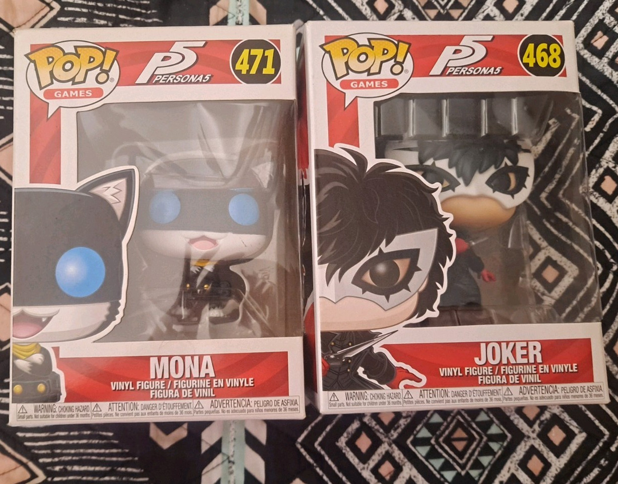 Funko POP! Games Persona 5 Mona #471 & Joker #468 Vinyl Figure Lot