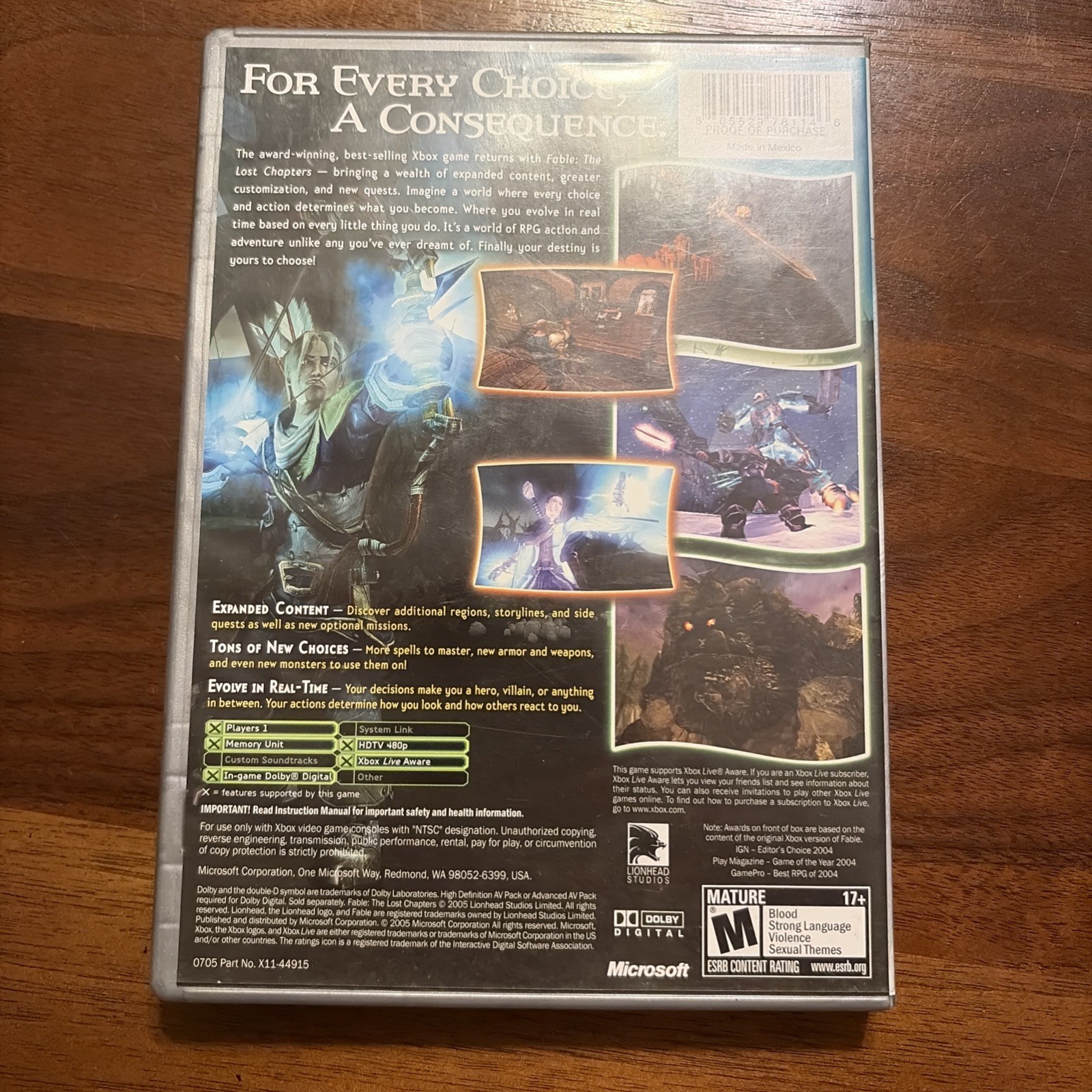 Fable: The Lost Chapters (Microsoft Xbox, 2004) Platinum Hits- TESTED & WORKS