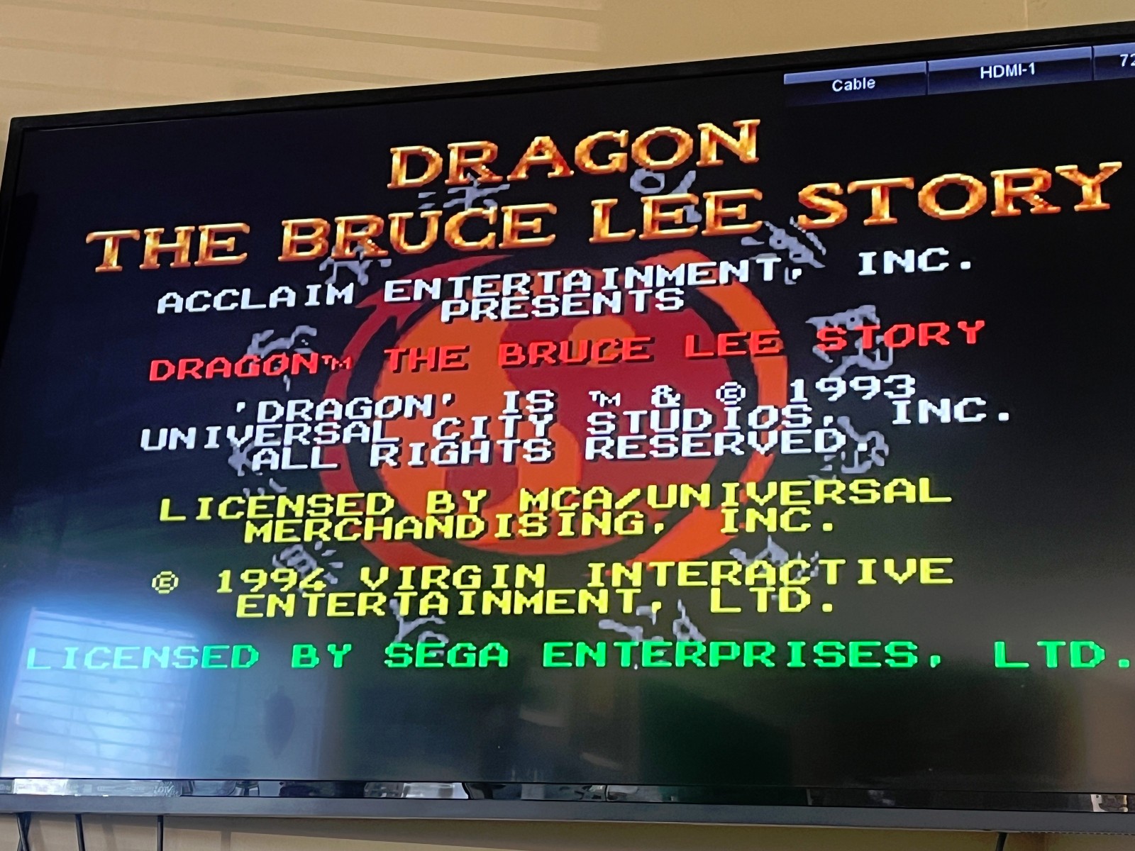 Dragon: The Bruce Lee Story (Sega Genesis, 1994) — BRUCE LEE for GENESIS