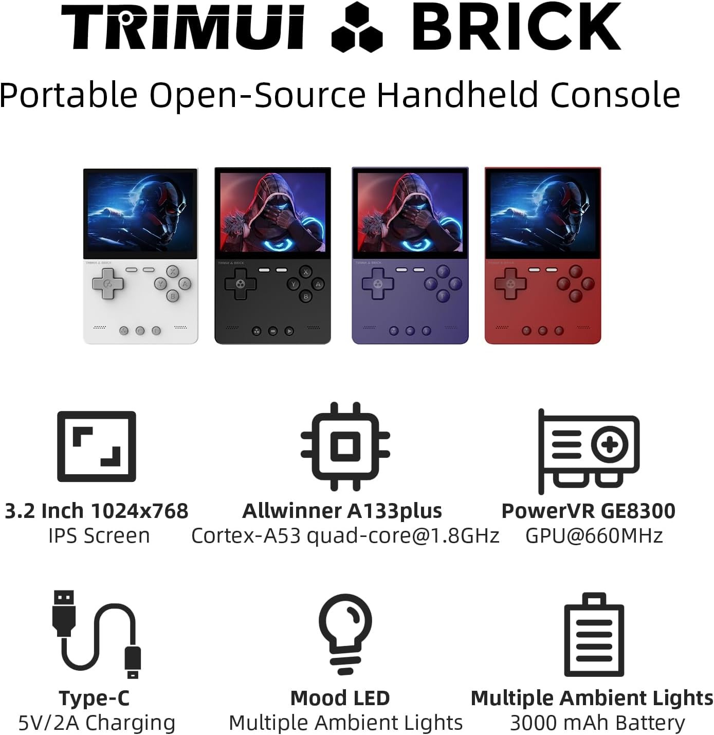 Trimui Brick WiFi Multiplayer Handheld 3.2 Red 64GB