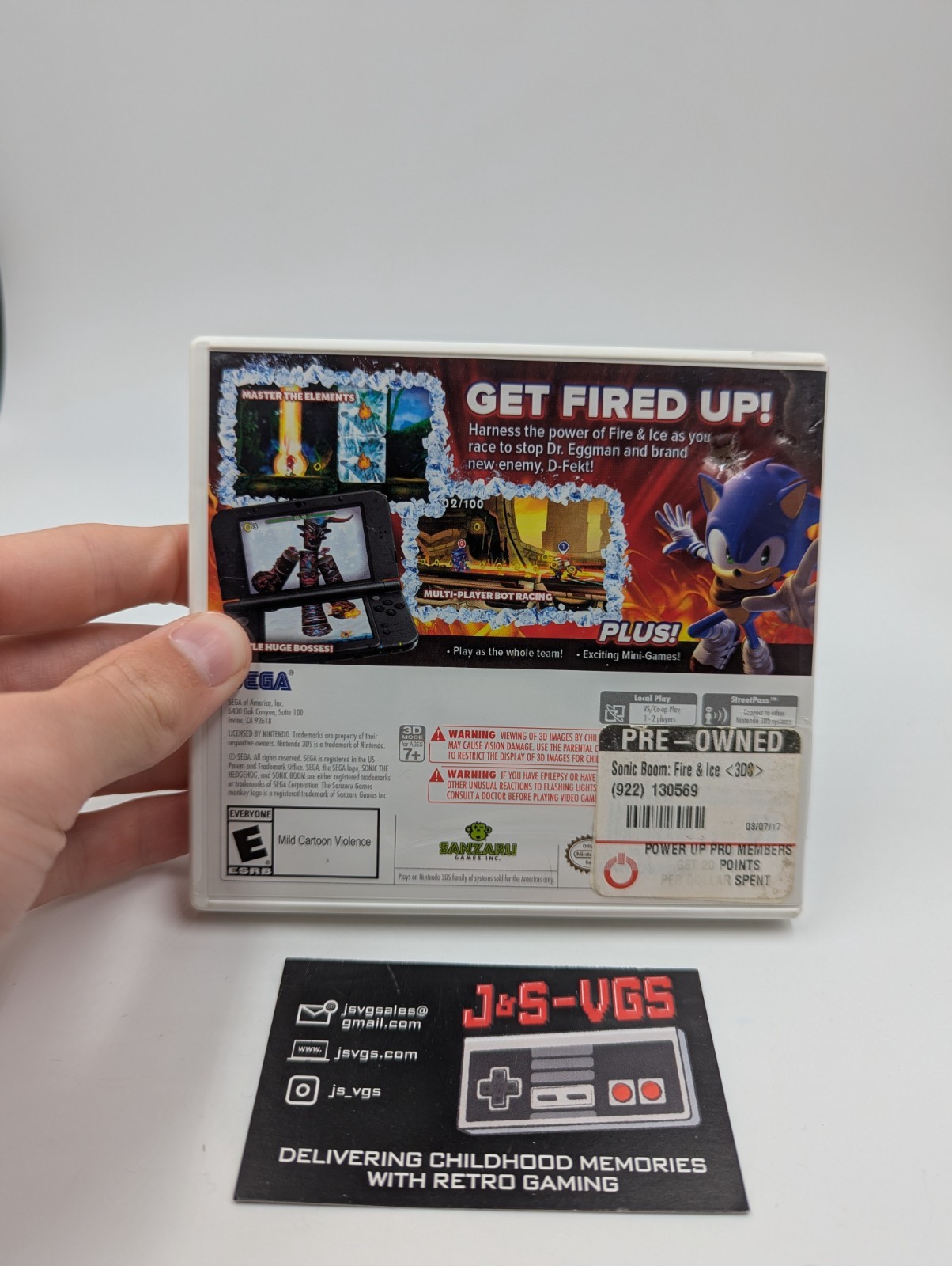 Sonic Boom: Fire & Ice (Nintendo 3DS, 2016) Authentic CIB Complete