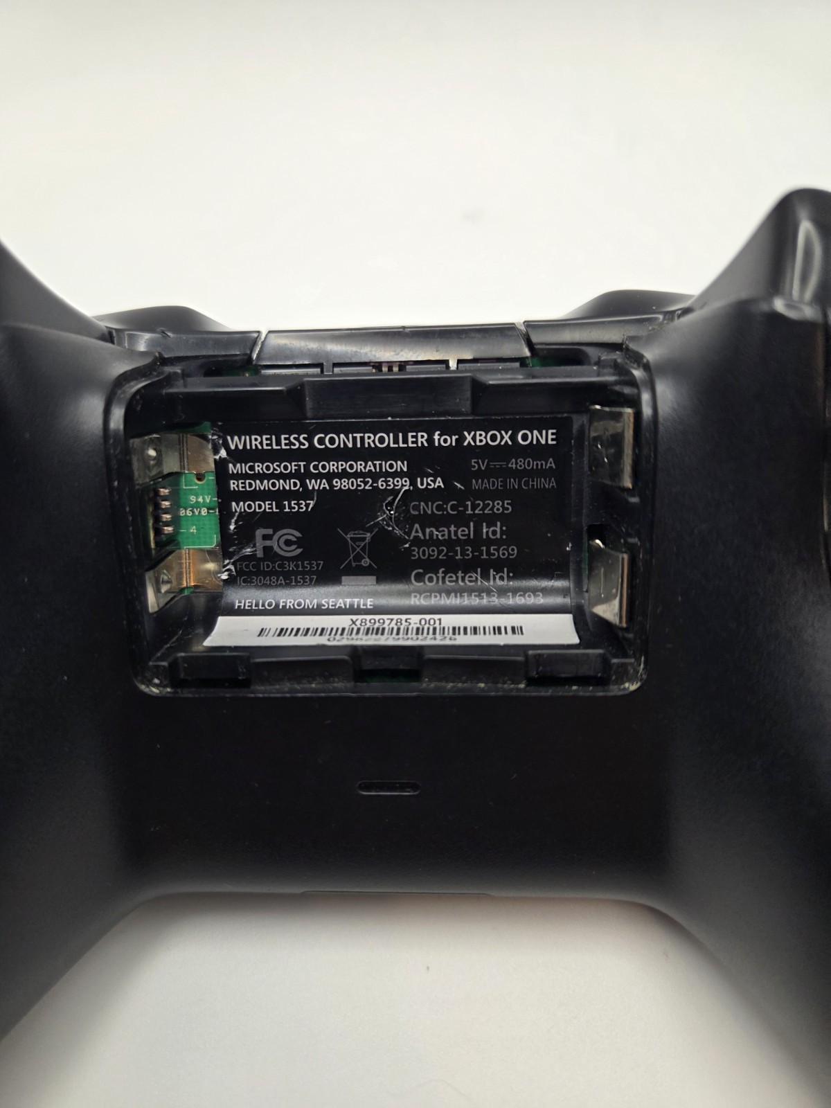 Black Xbox One 1537 Controller – Tested – No Drift – Grey OEM Battery Cover