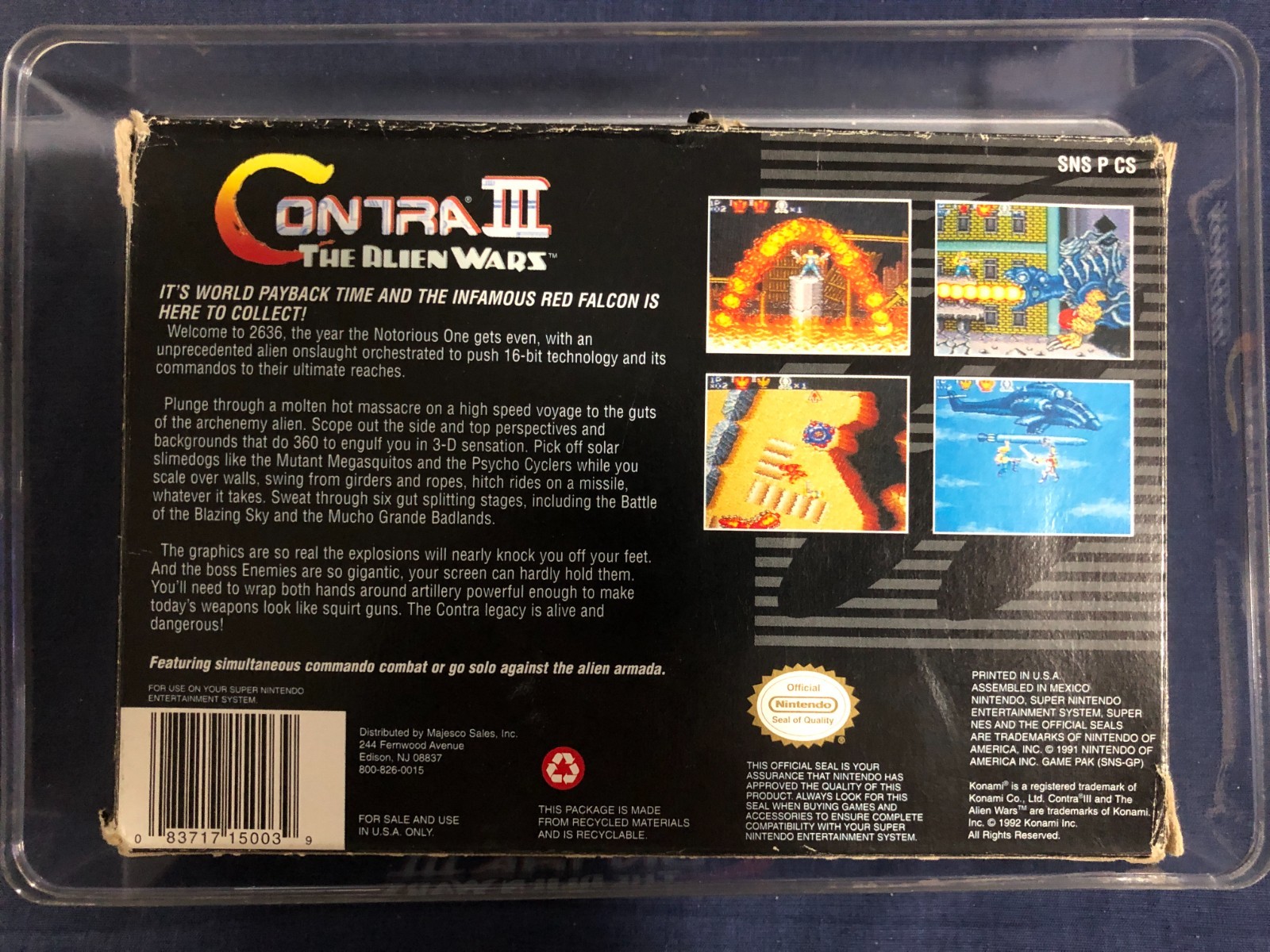 Contra 3 III: The Alien Wars (SNES) (Majesco) CIB Very Damaged Box, Untested