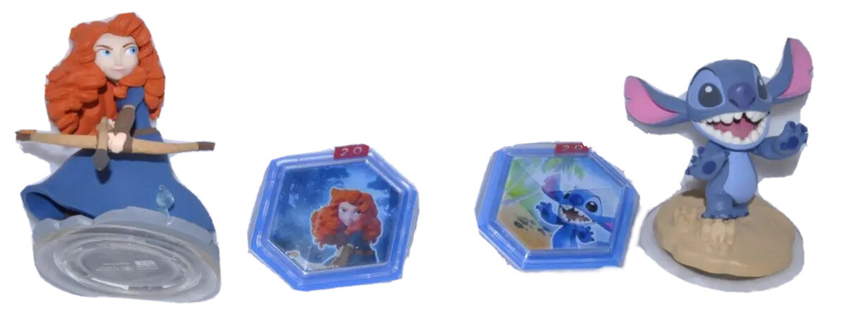 Disney Infinity 2.0 STITCH &- MERIDA Figures with power discs!