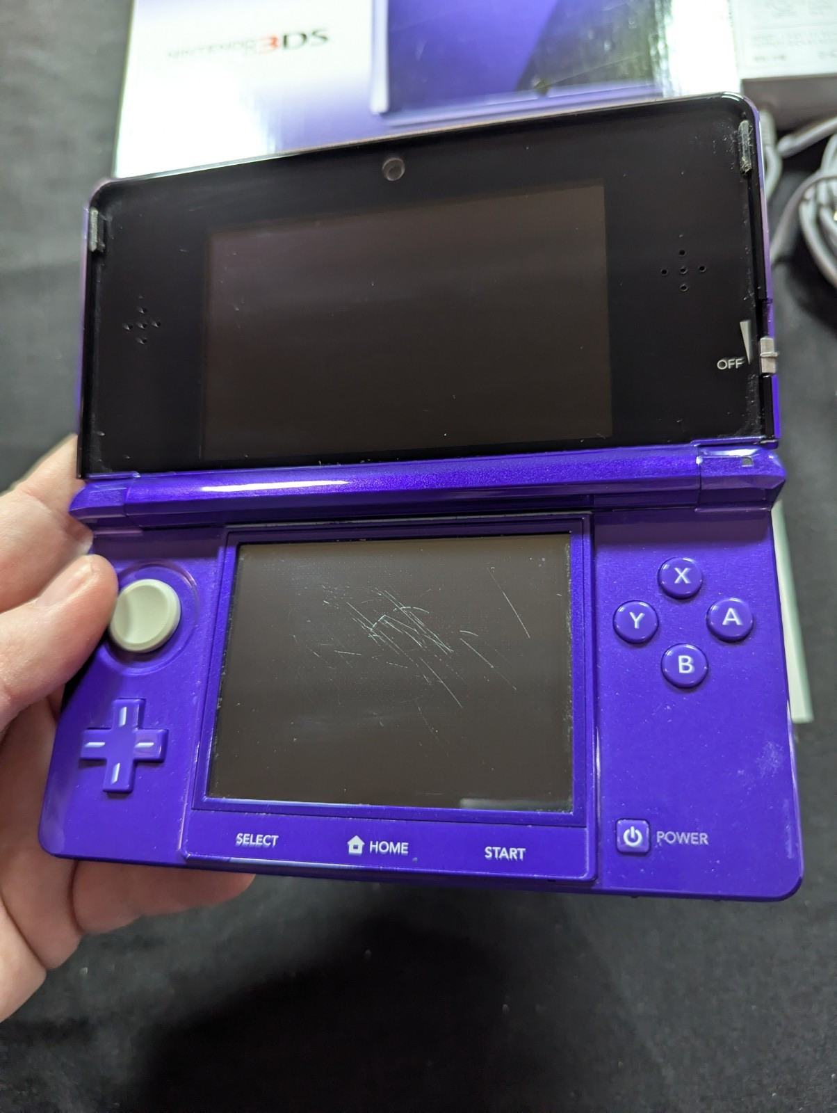 Nintendo 3DS Midnight Purple Handheld Console CIB Matching Serials US