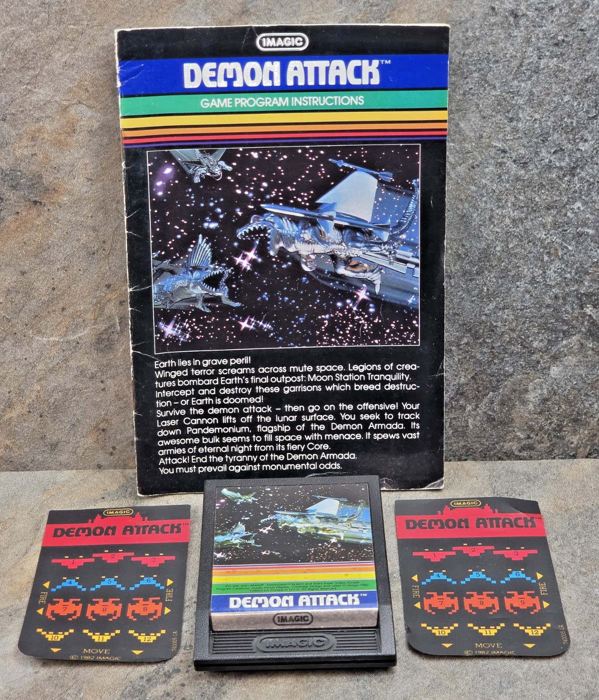 1982 IMAGIC Mattel Intellivision DEMON ATTACK Video Game Instructions Overlays