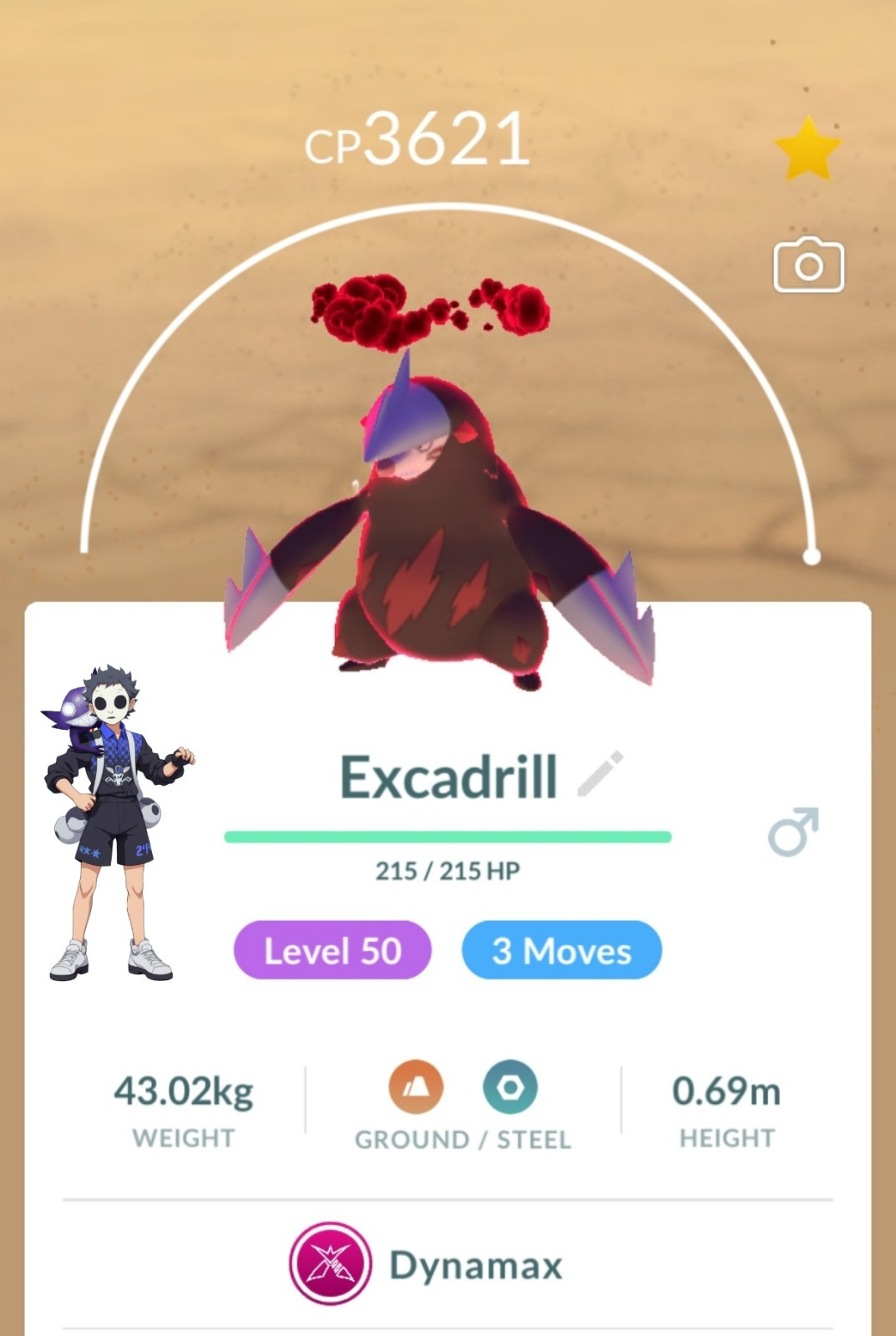 Dinamax Excadrill Ievel 50 + 3 Moves Pokemon Go – T- 20K or 1M Stardust