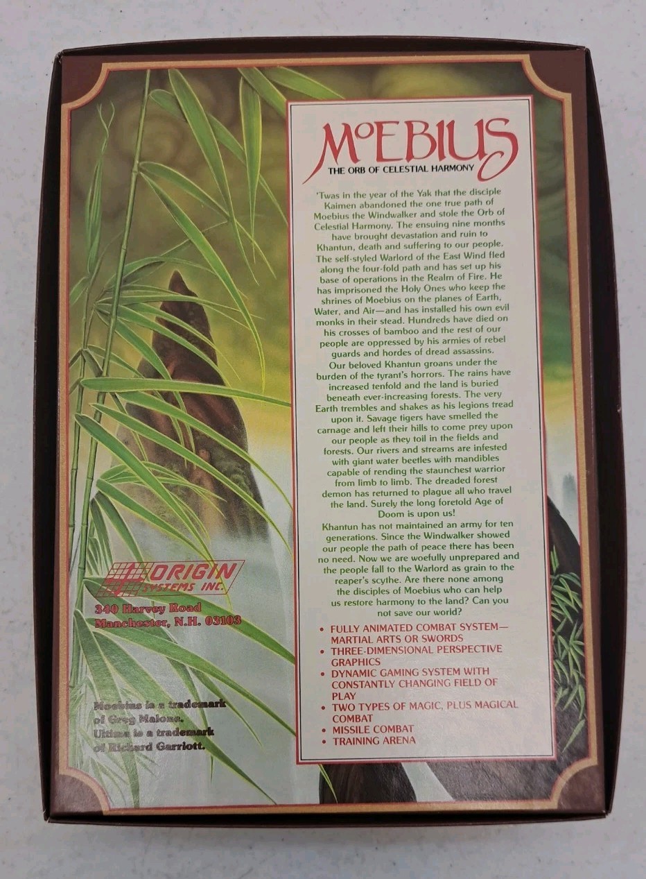 NO DISK-1984 Moebius Game-VTG Origins-Commodore 64-Box, Manual, Poster, Headband