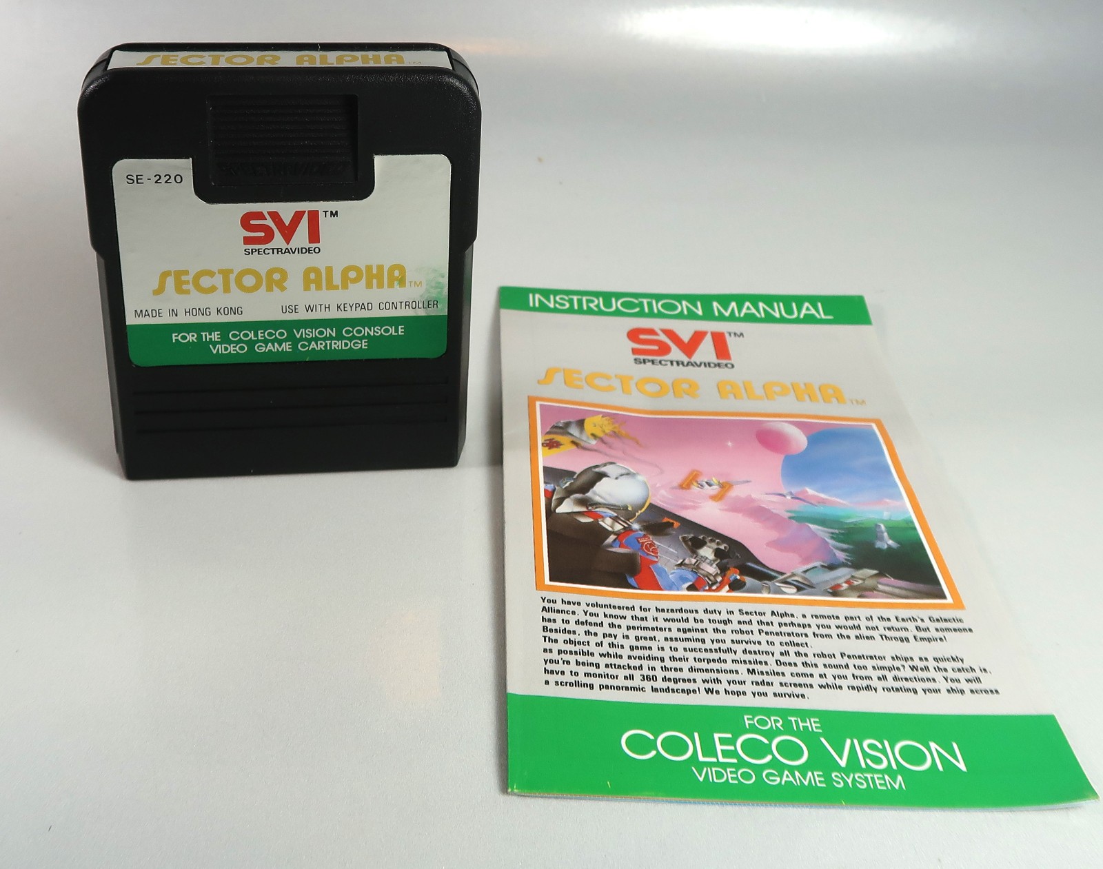 ColecoVision: SECTOR ALPHA Cartridge & Manual – Tested & WORKS – Very NICE Label