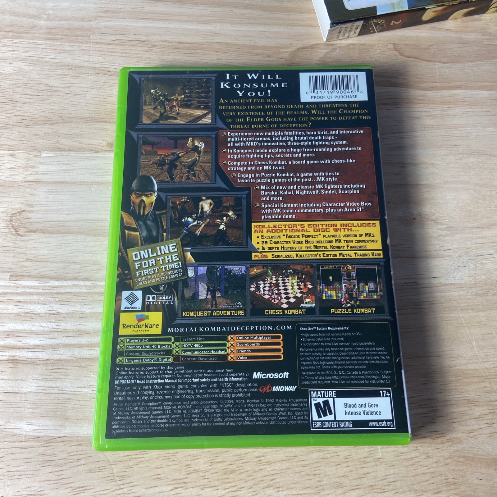 Mortal Kombat: Deception – Scorpion Version (Kollector’s Edition) (Xbox, 2004)